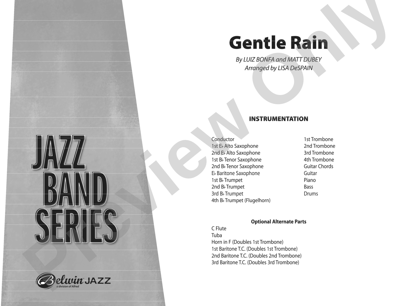 Gentle Rain: Jazz Ensemble Conductor Score & Parts