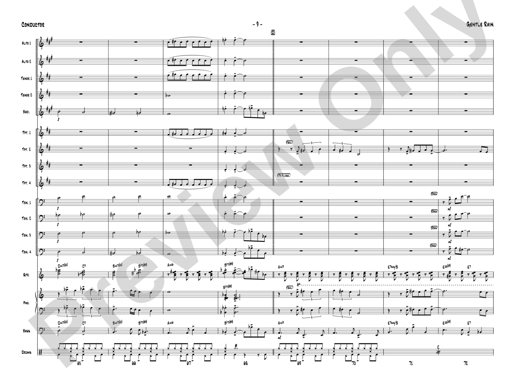 Gentle Rain: Jazz Ensemble Conductor Score & Parts