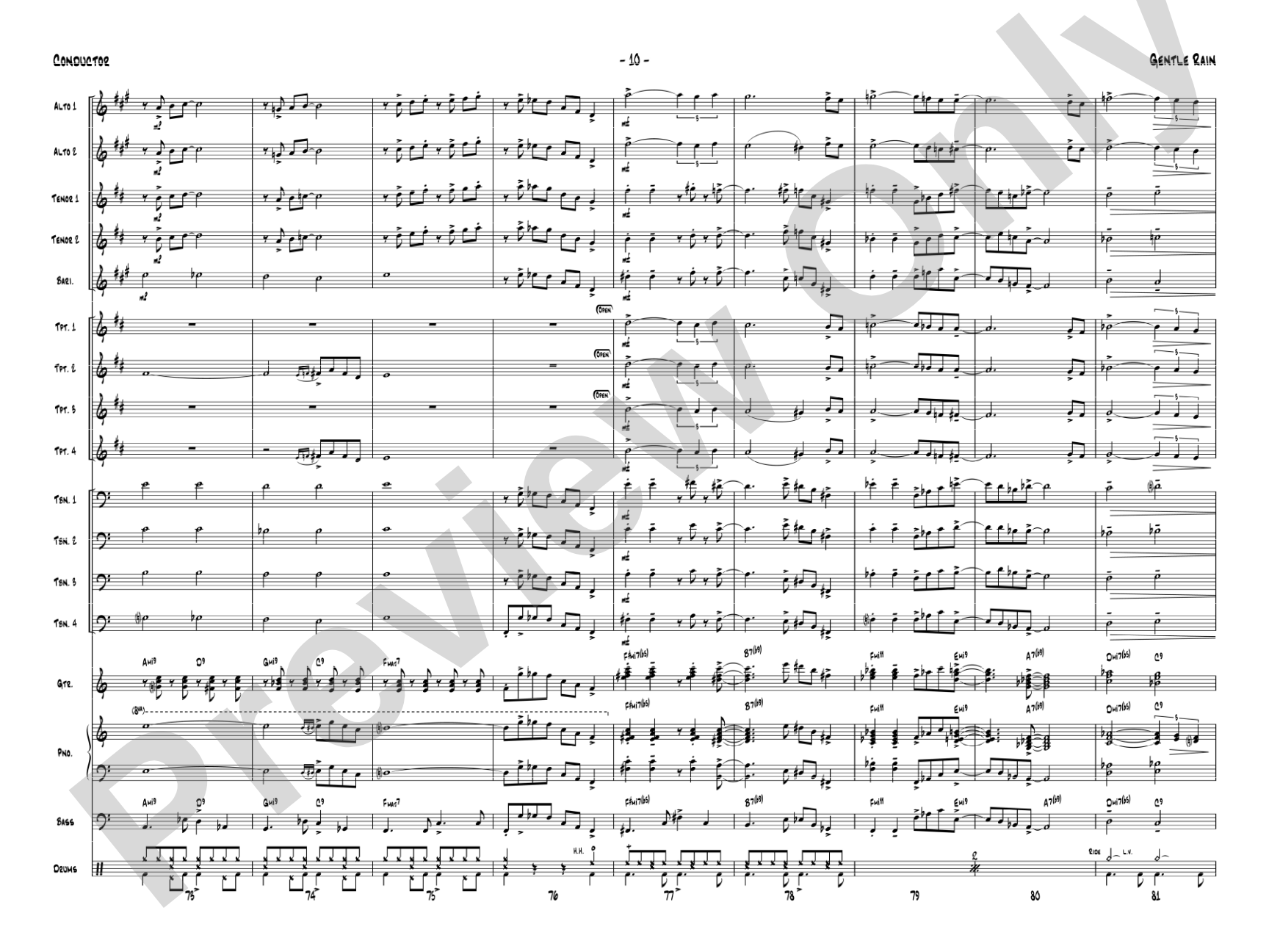 Gentle Rain: Jazz Ensemble Conductor Score & Parts
