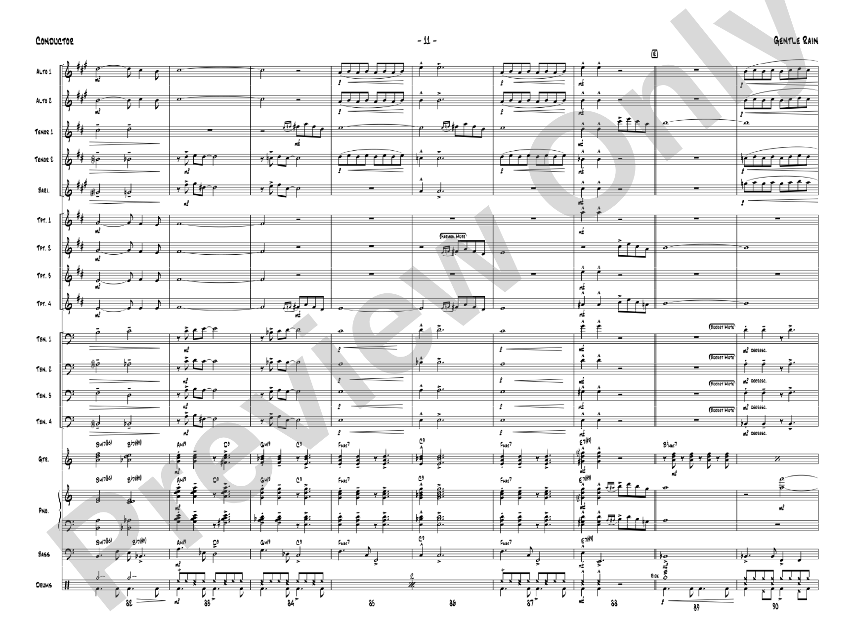 Gentle Rain: Jazz Ensemble Conductor Score & Parts