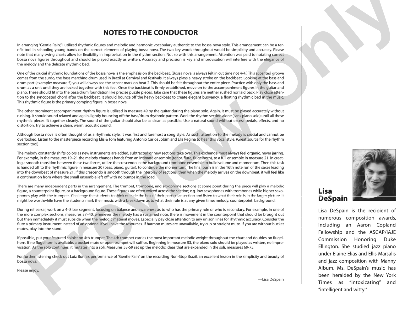 Gentle Rain: Jazz Ensemble Conductor Score & Parts