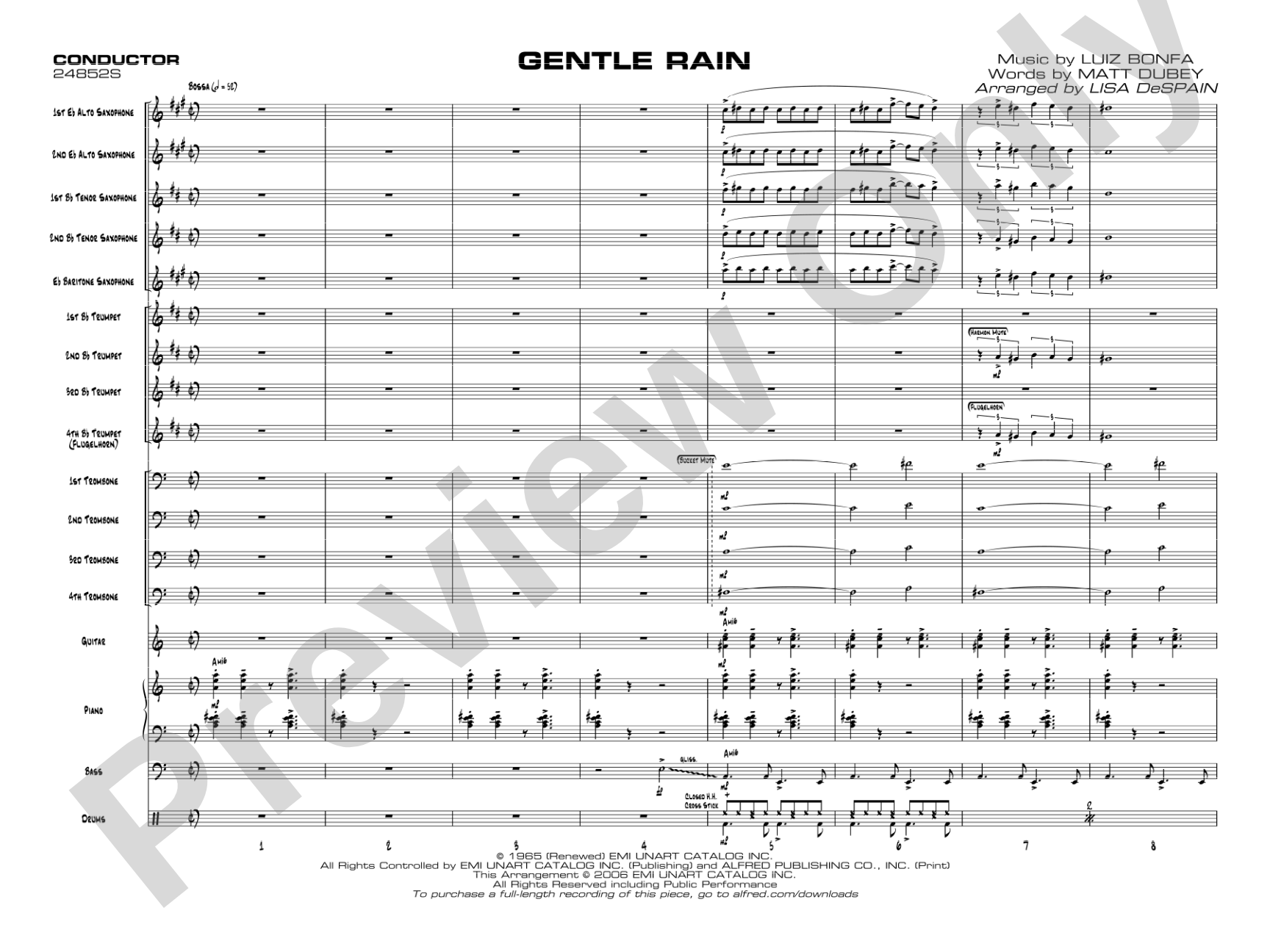 Gentle Rain: Jazz Ensemble Conductor Score & Parts