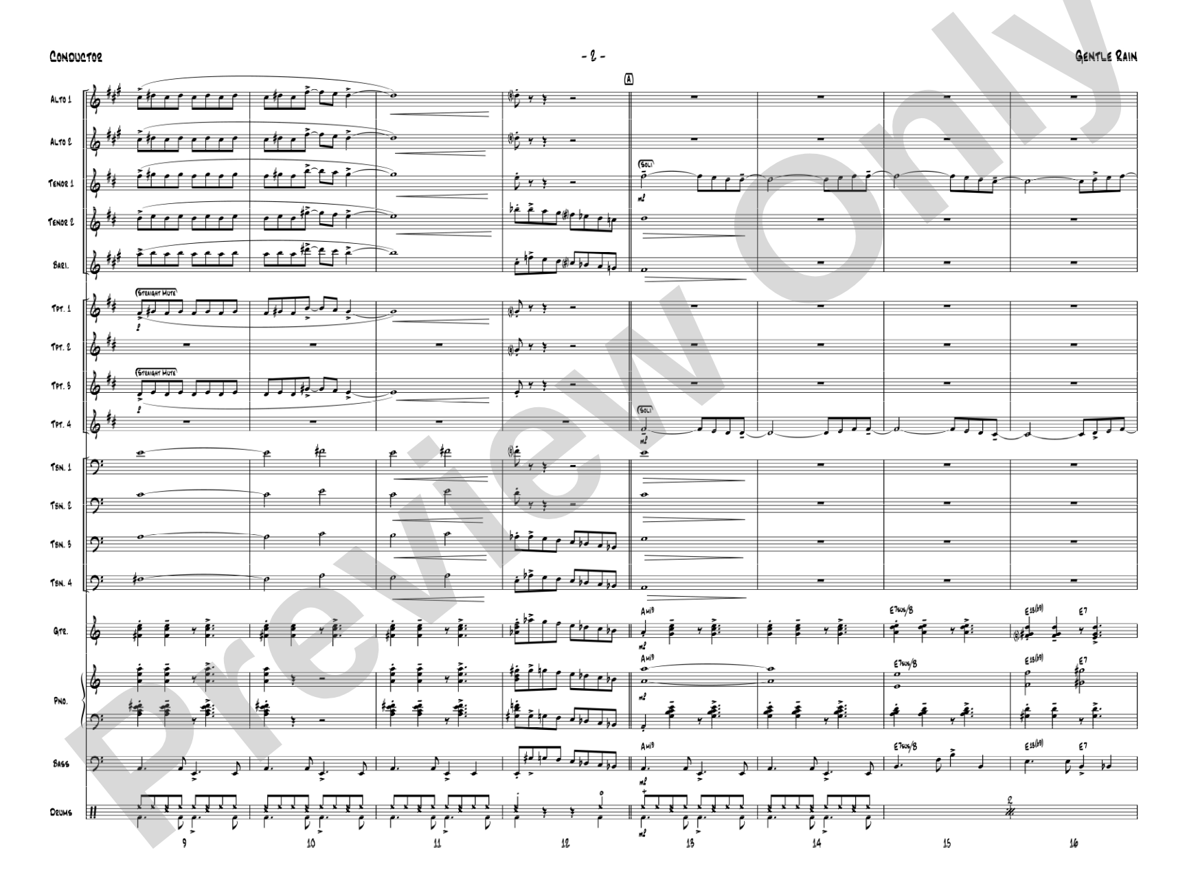 Gentle Rain: Jazz Ensemble Conductor Score & Parts