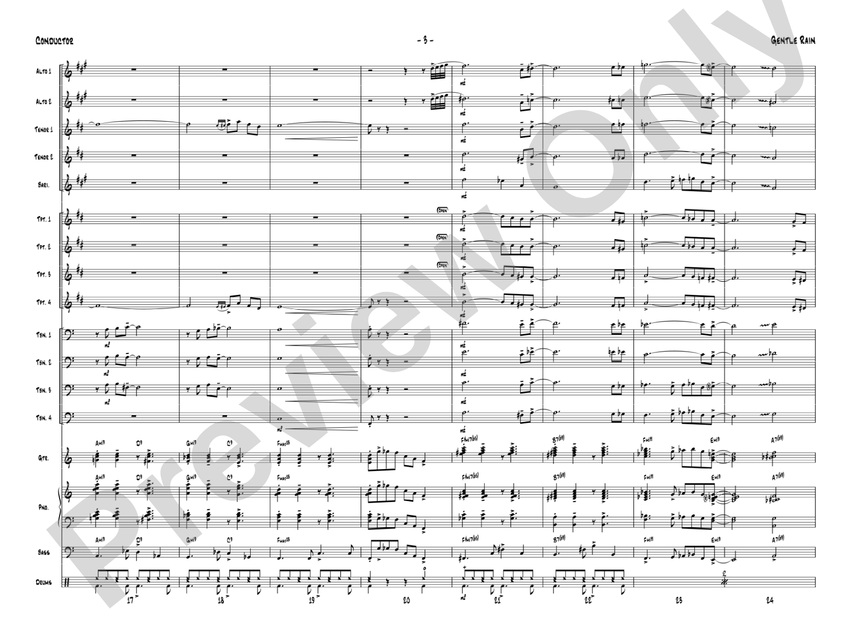 Gentle Rain: Jazz Ensemble Conductor Score & Parts