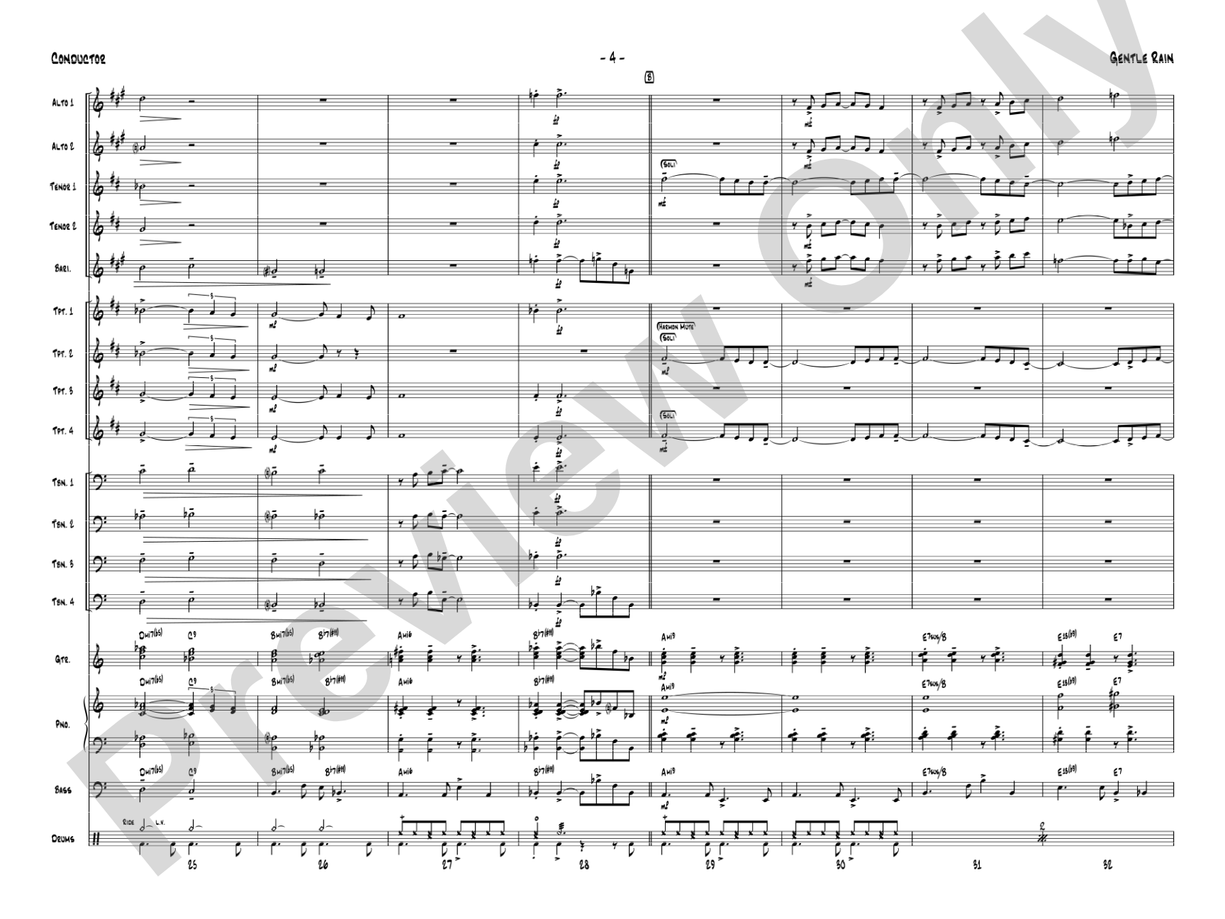 Gentle Rain: Jazz Ensemble Conductor Score & Parts