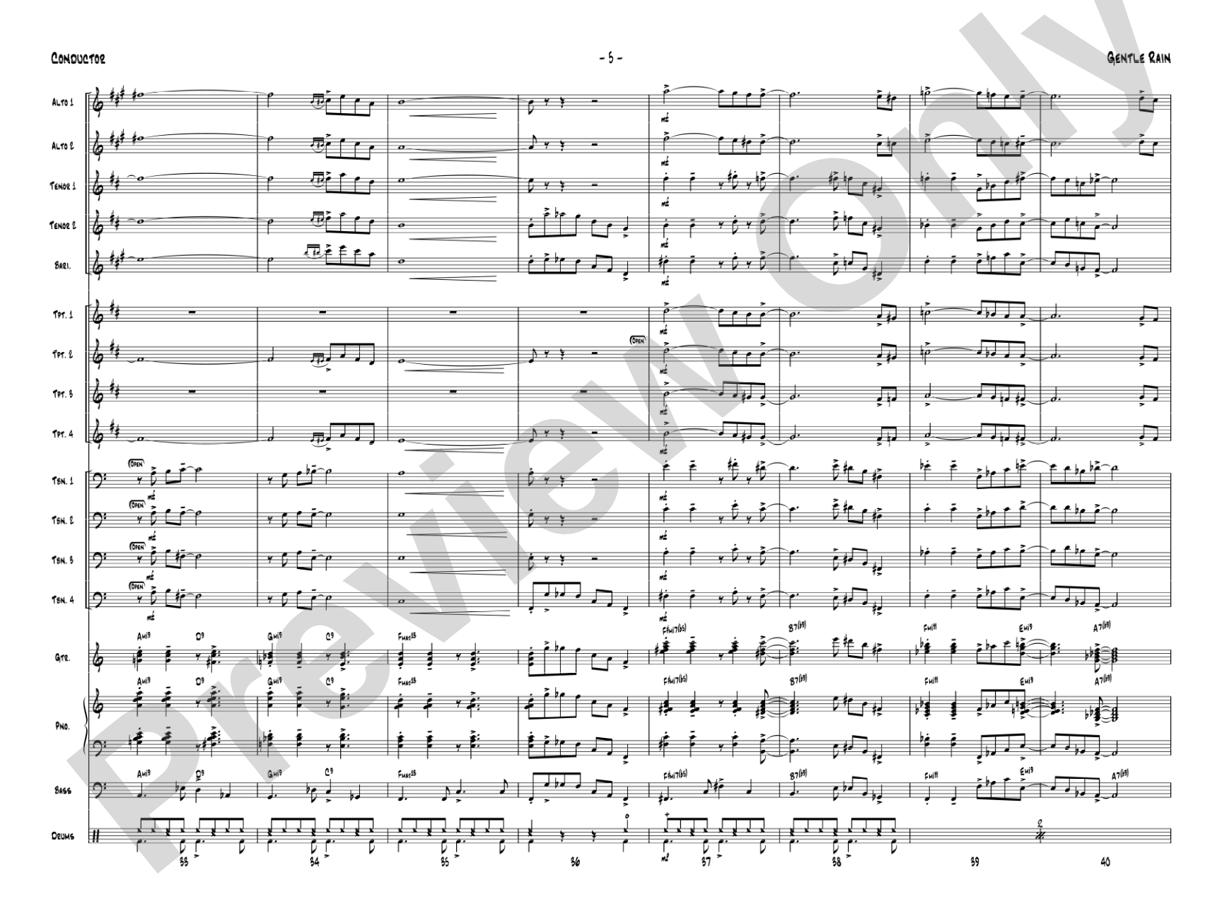Gentle Rain: Jazz Ensemble Conductor Score & Parts