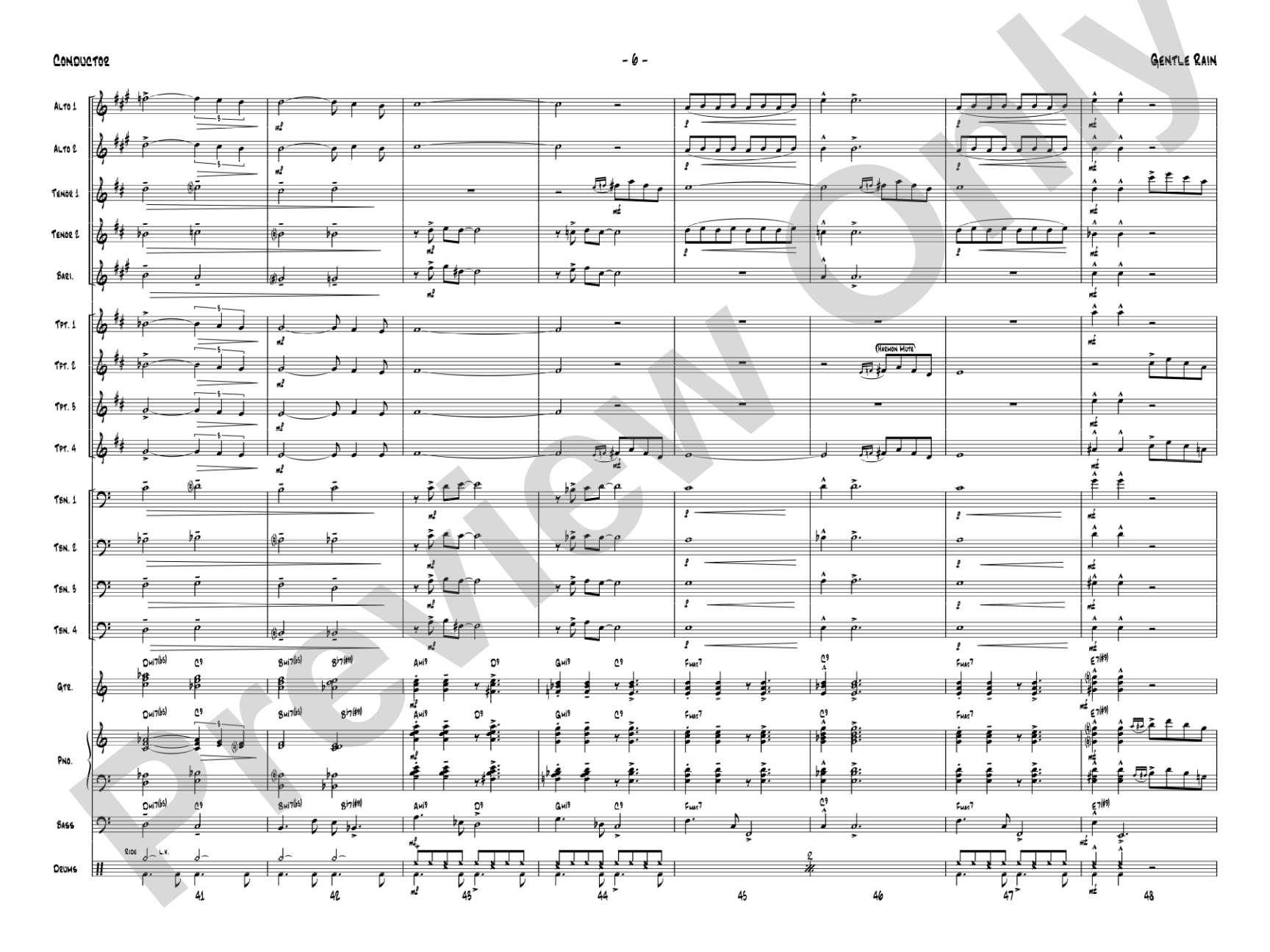 Gentle Rain: Jazz Ensemble Conductor Score & Parts
