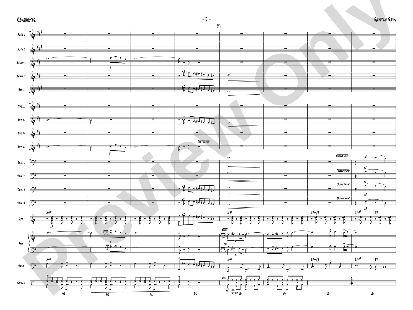Gentle Rain: Jazz Ensemble Conductor Score & Parts