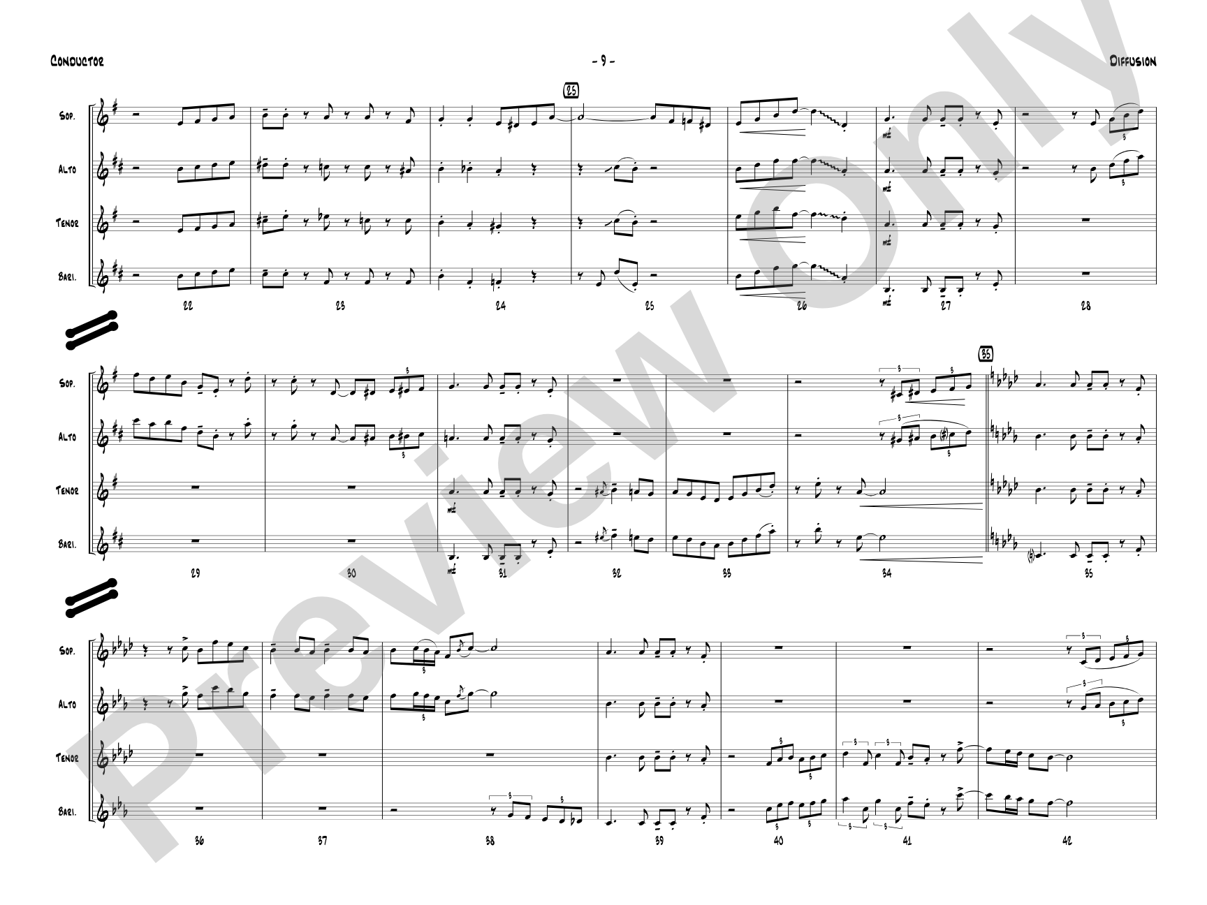 Diffusion for Sax Quartet: Saxophone Conductor Score & Parts