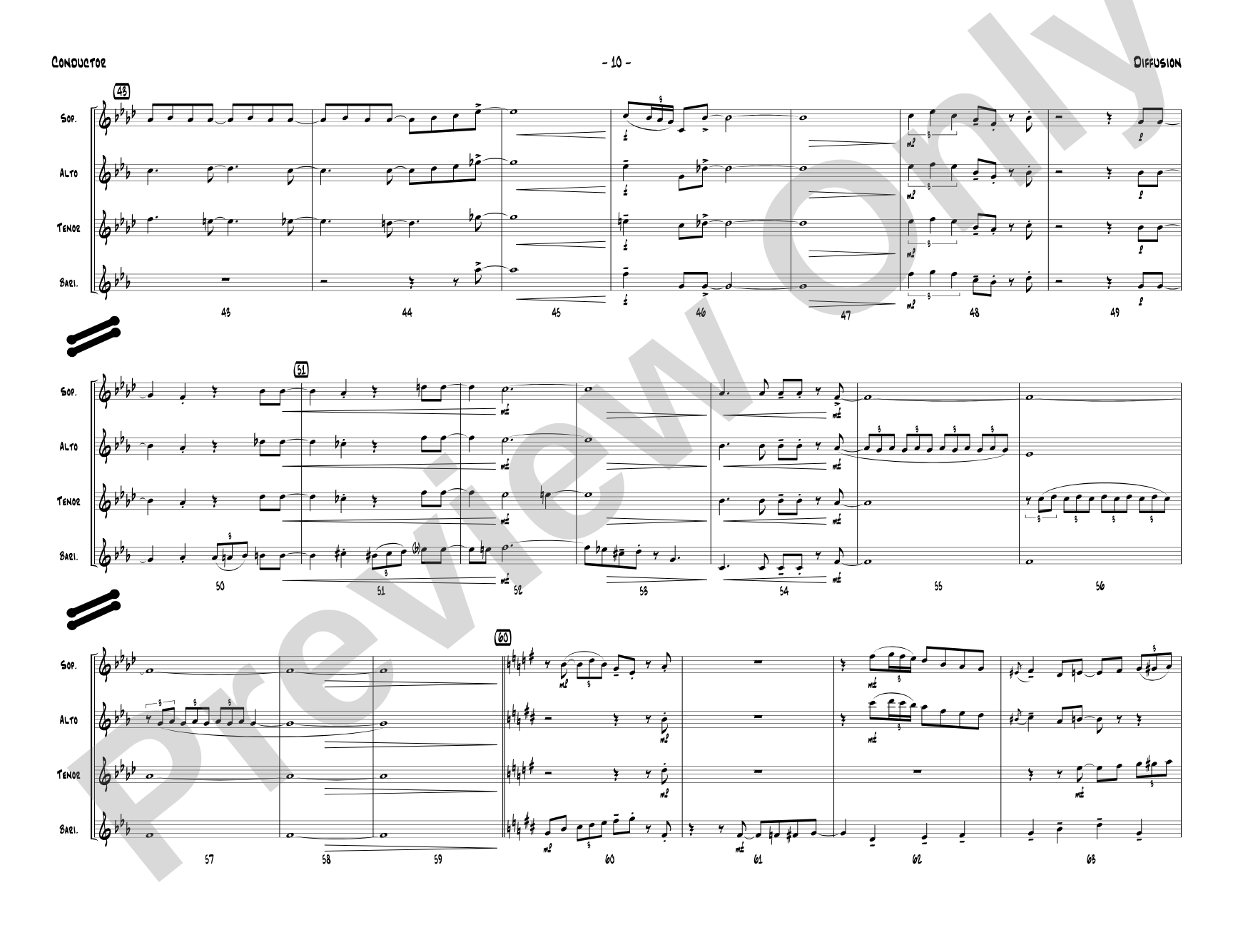 Diffusion for Sax Quartet: Saxophone Conductor Score & Parts