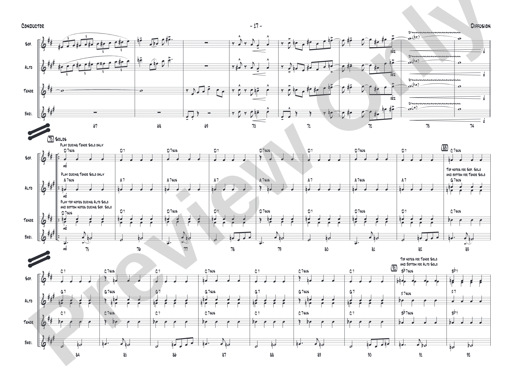 Diffusion for Sax Quartet: Saxophone Conductor Score & Parts