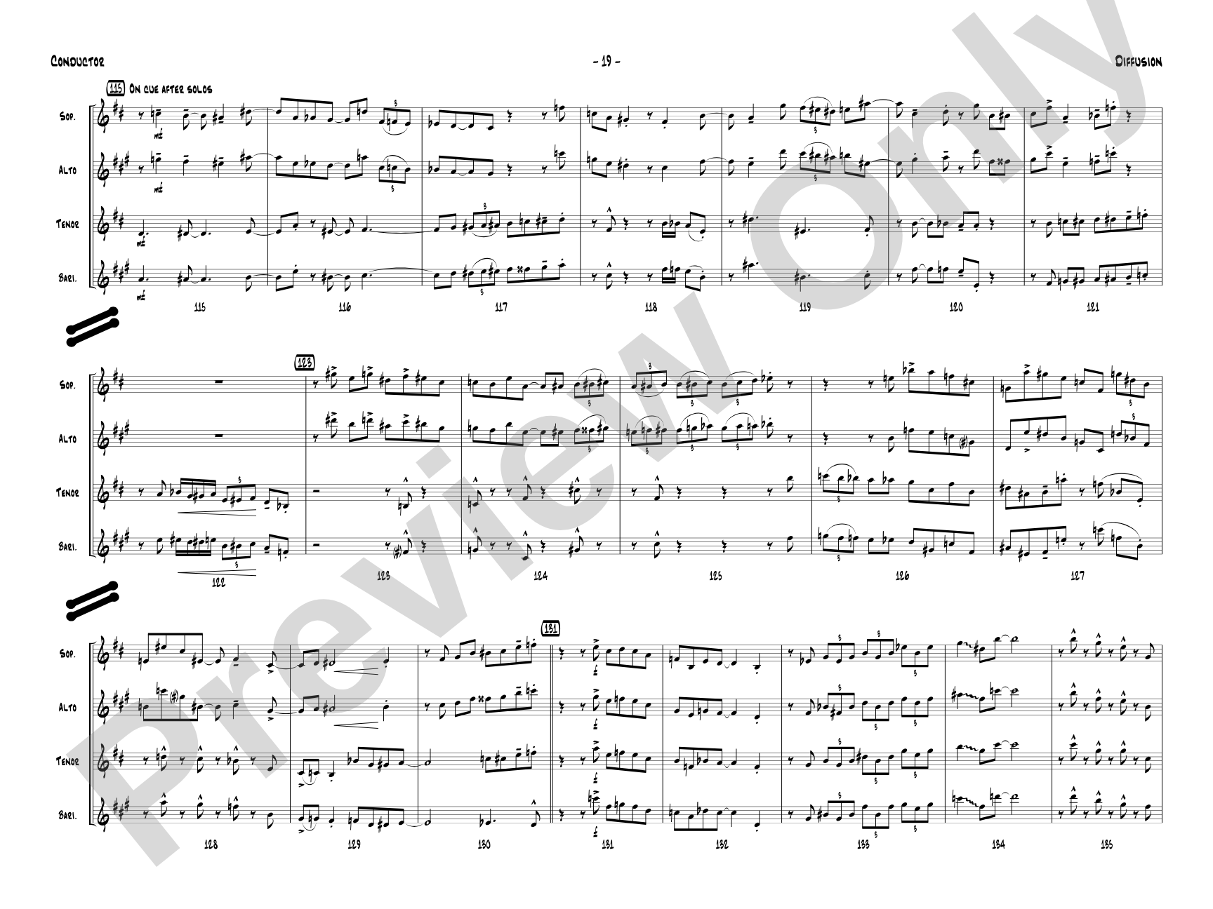 Diffusion for Sax Quartet: Saxophone Conductor Score & Parts