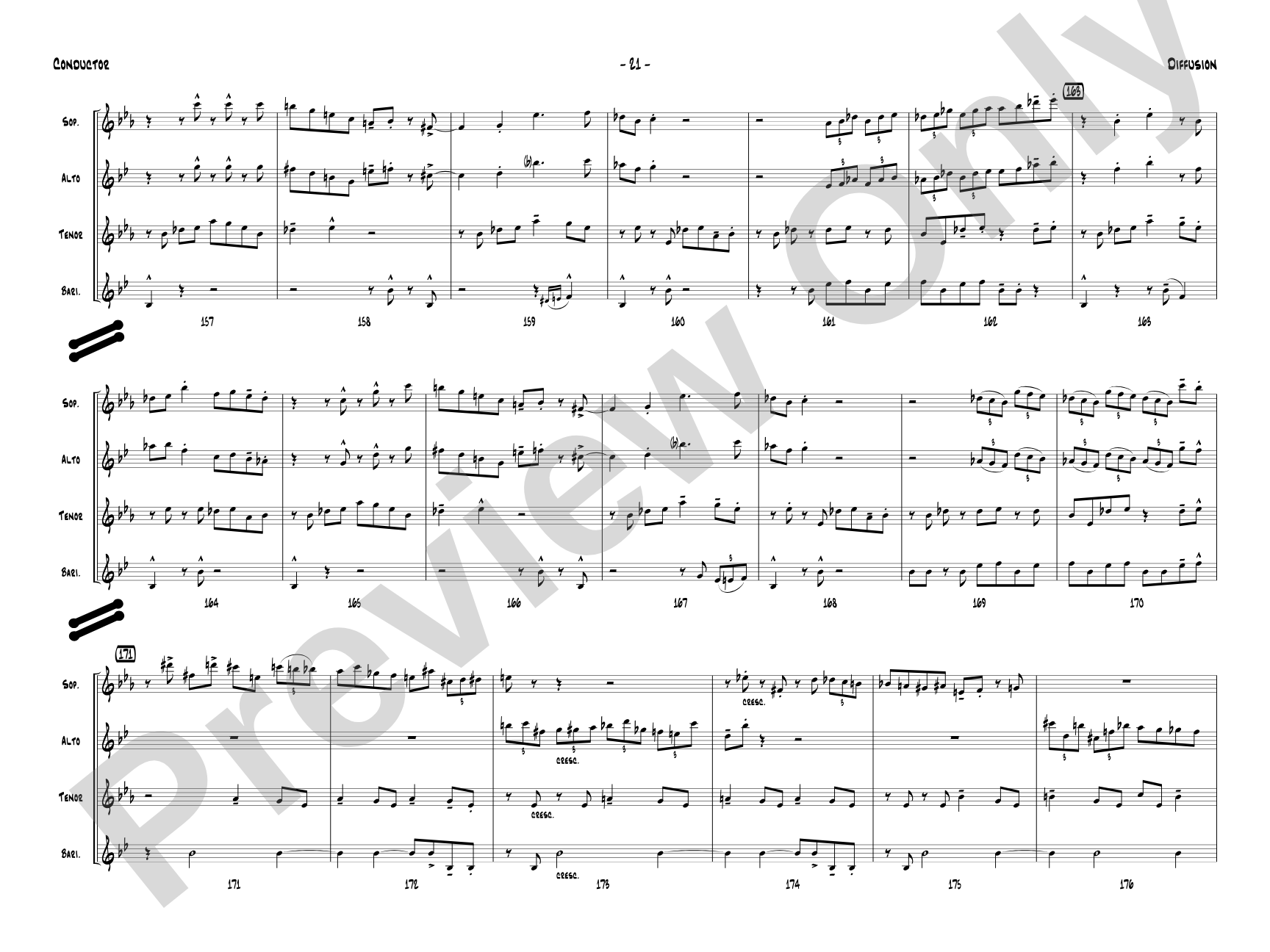 Diffusion for Sax Quartet: Saxophone Conductor Score & Parts