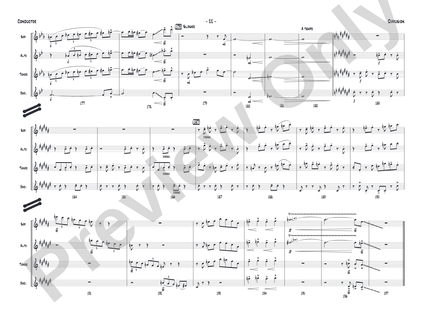 Diffusion for Sax Quartet: Saxophone Conductor Score & Parts