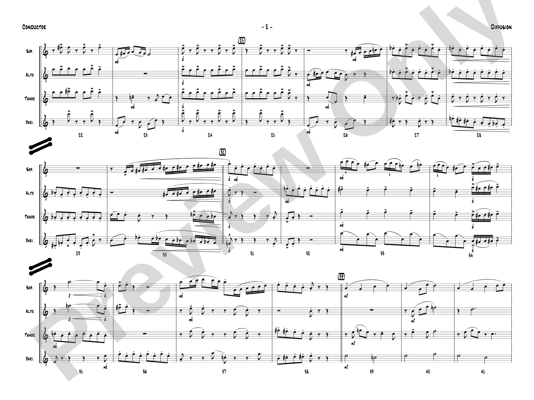 Diffusion for Sax Quartet: Saxophone Conductor Score & Parts