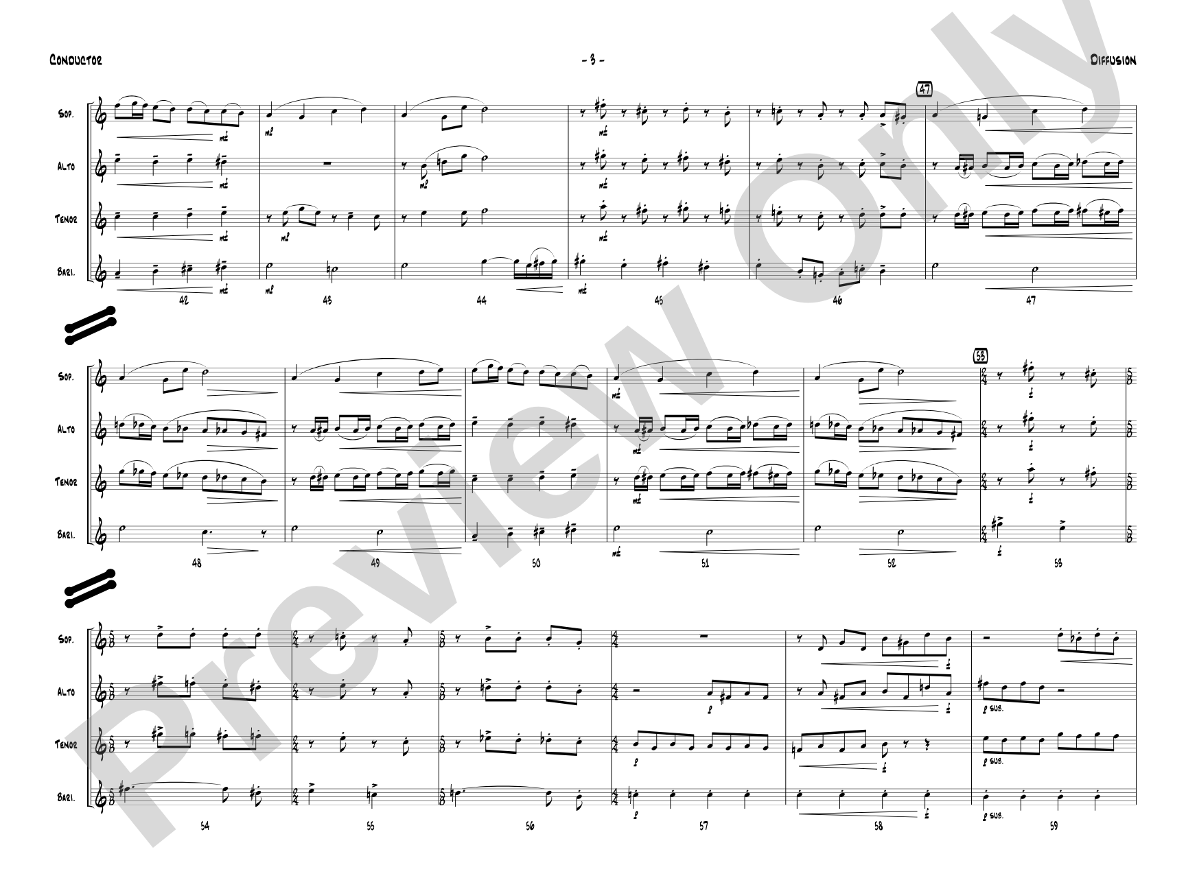 Diffusion for Sax Quartet: Saxophone Conductor Score & Parts