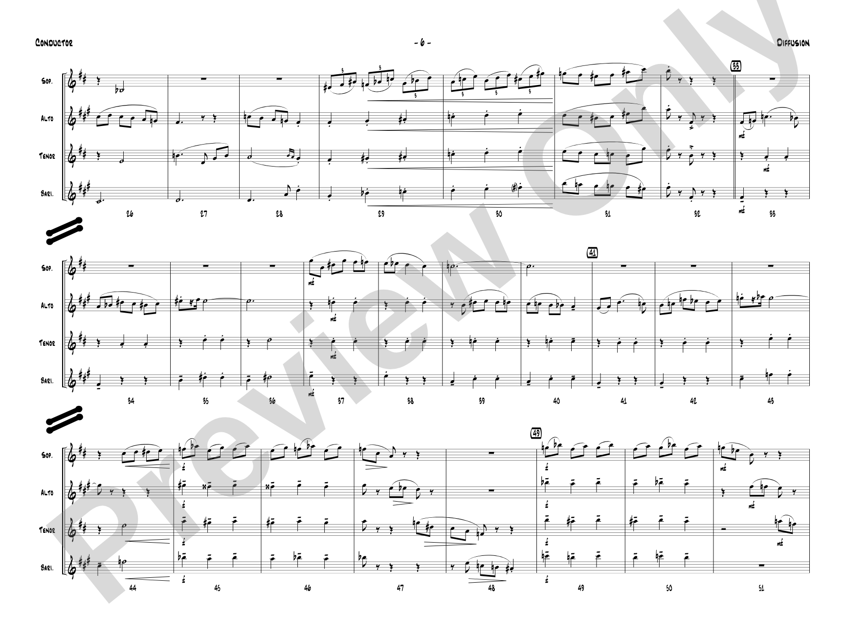Diffusion for Sax Quartet: Saxophone Conductor Score & Parts