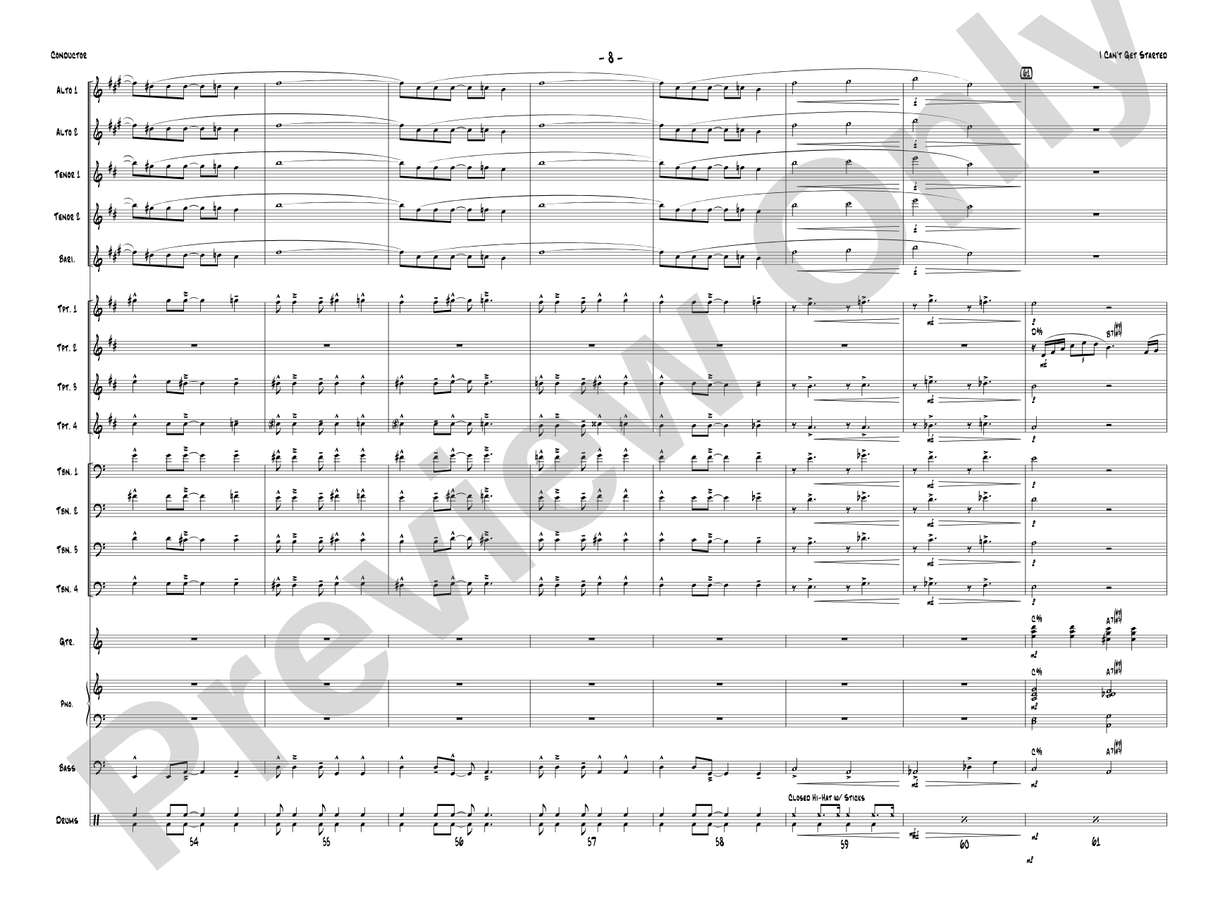 I Can't Get Started: Jazz Ensemble Conductor Score & Parts
