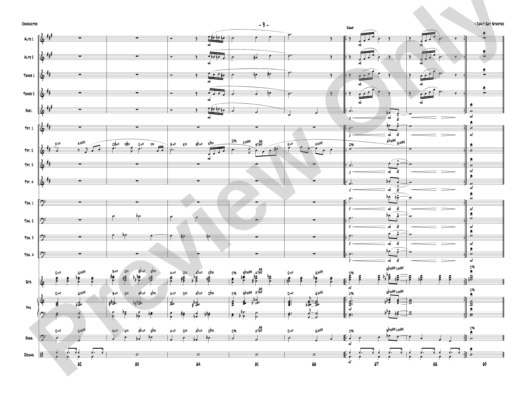 I Can't Get Started: Jazz Ensemble Conductor Score & Parts