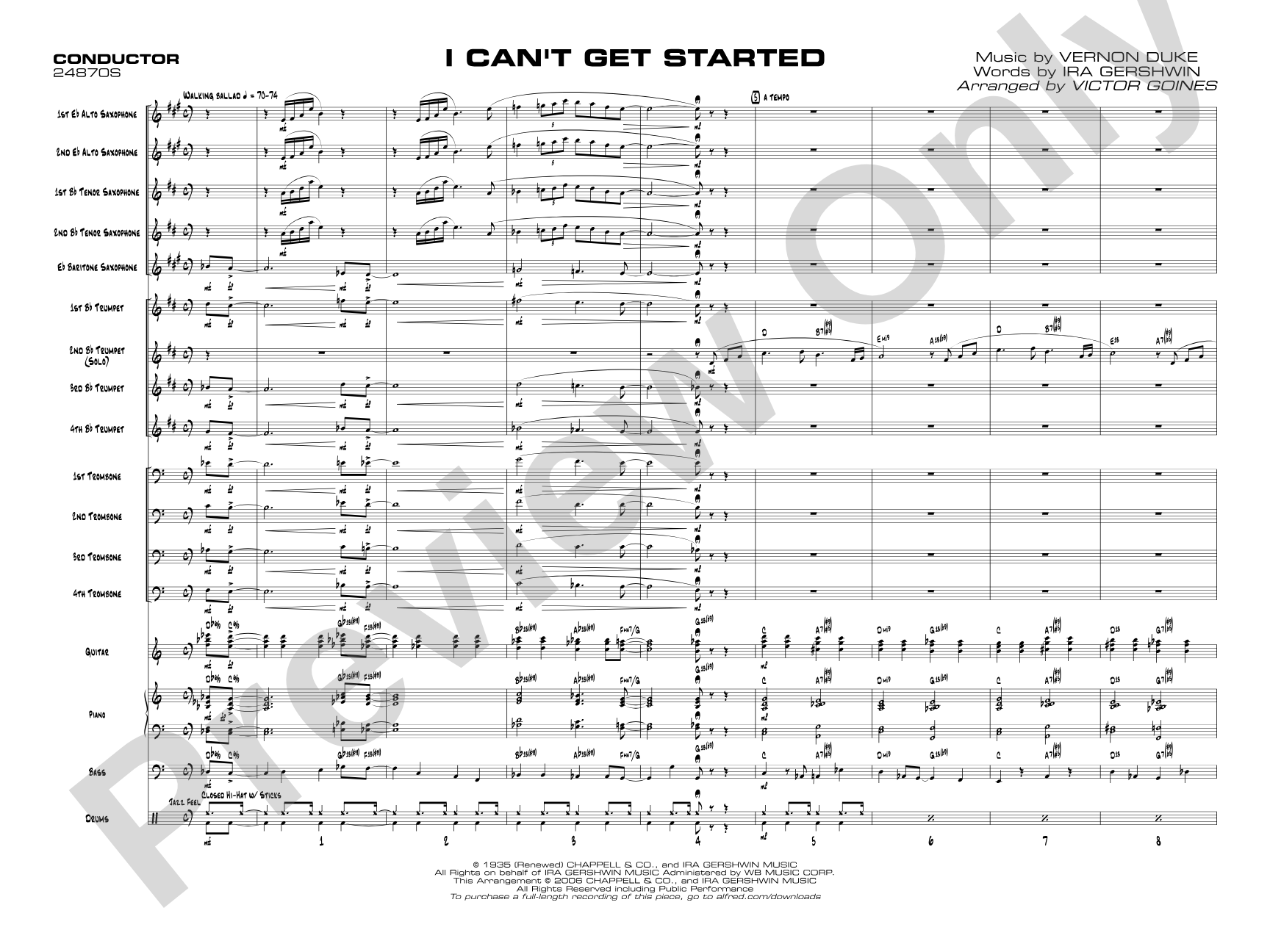 I Can't Get Started: Jazz Ensemble Conductor Score & Parts