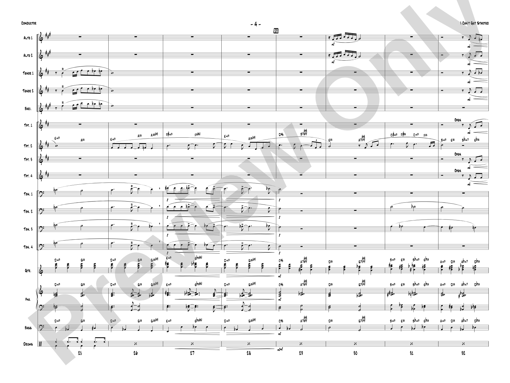 I Can't Get Started: Jazz Ensemble Conductor Score & Parts