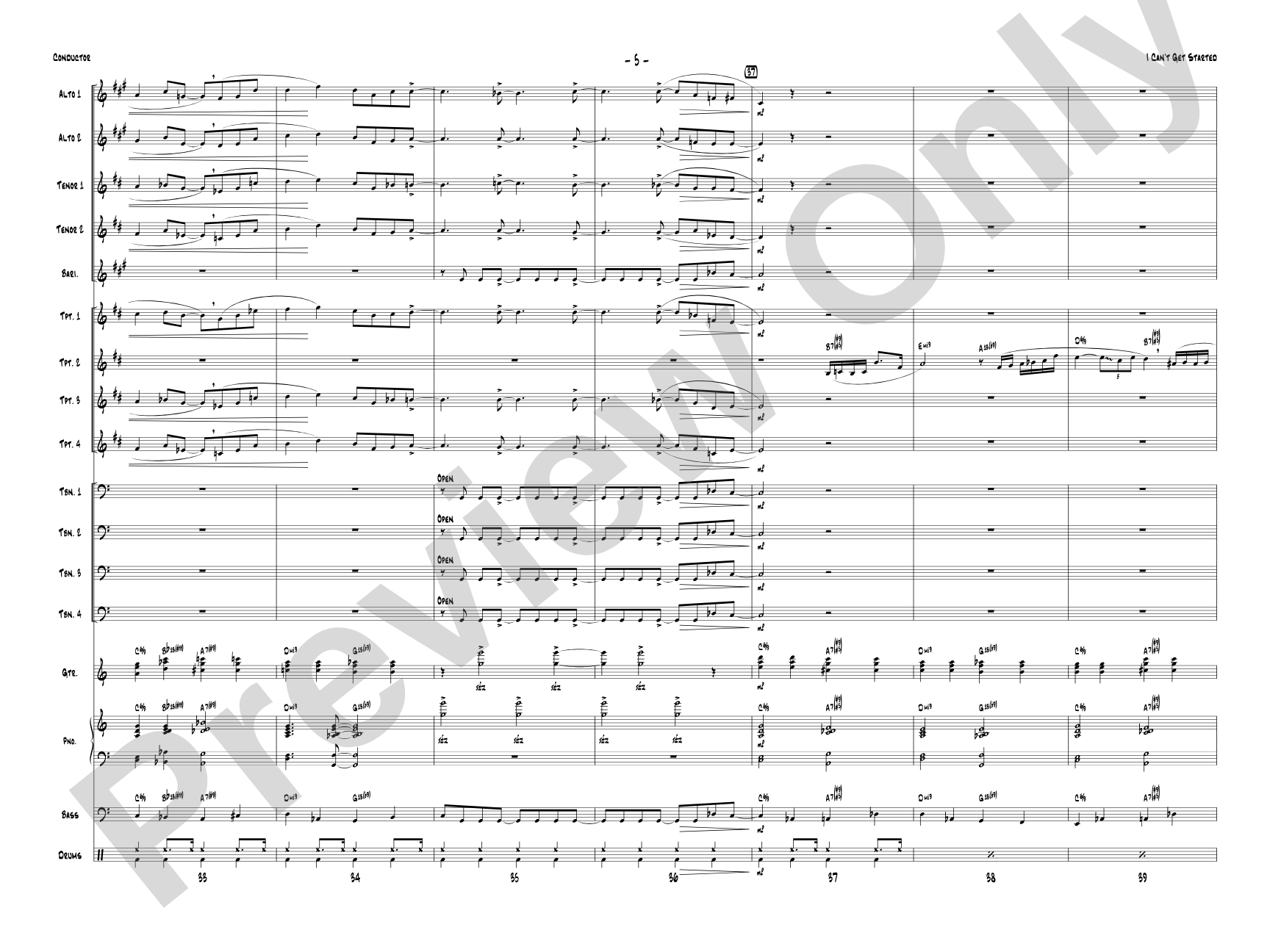 I Can't Get Started: Jazz Ensemble Conductor Score & Parts