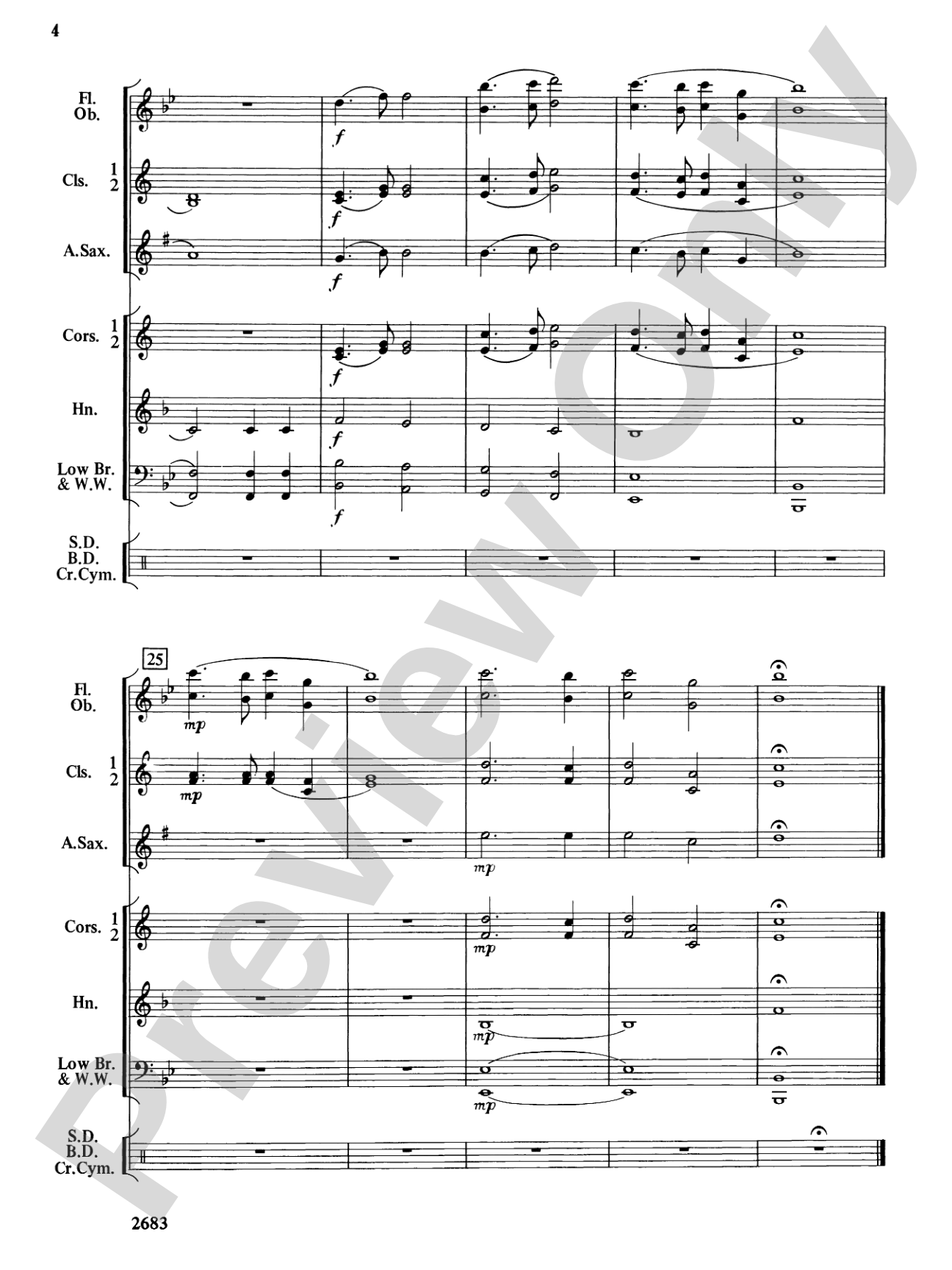 Largo and Finale from the New World Symphony: Concert Band Conductor Score & Parts