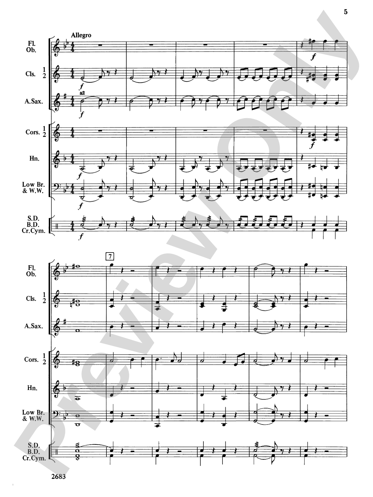 Largo and Finale from the New World Symphony: Concert Band Conductor Score & Parts
