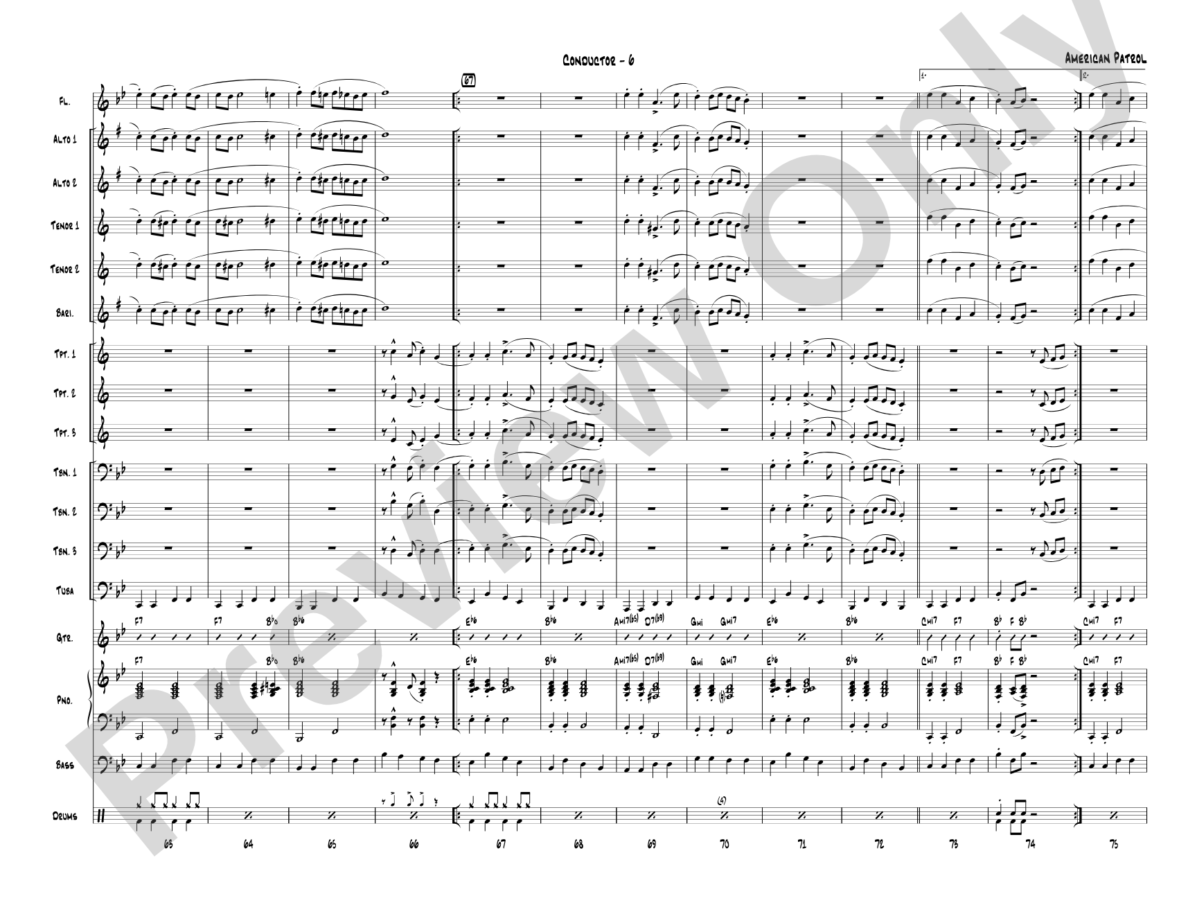 American Patrol: Jazz Ensemble Conductor Score & Parts