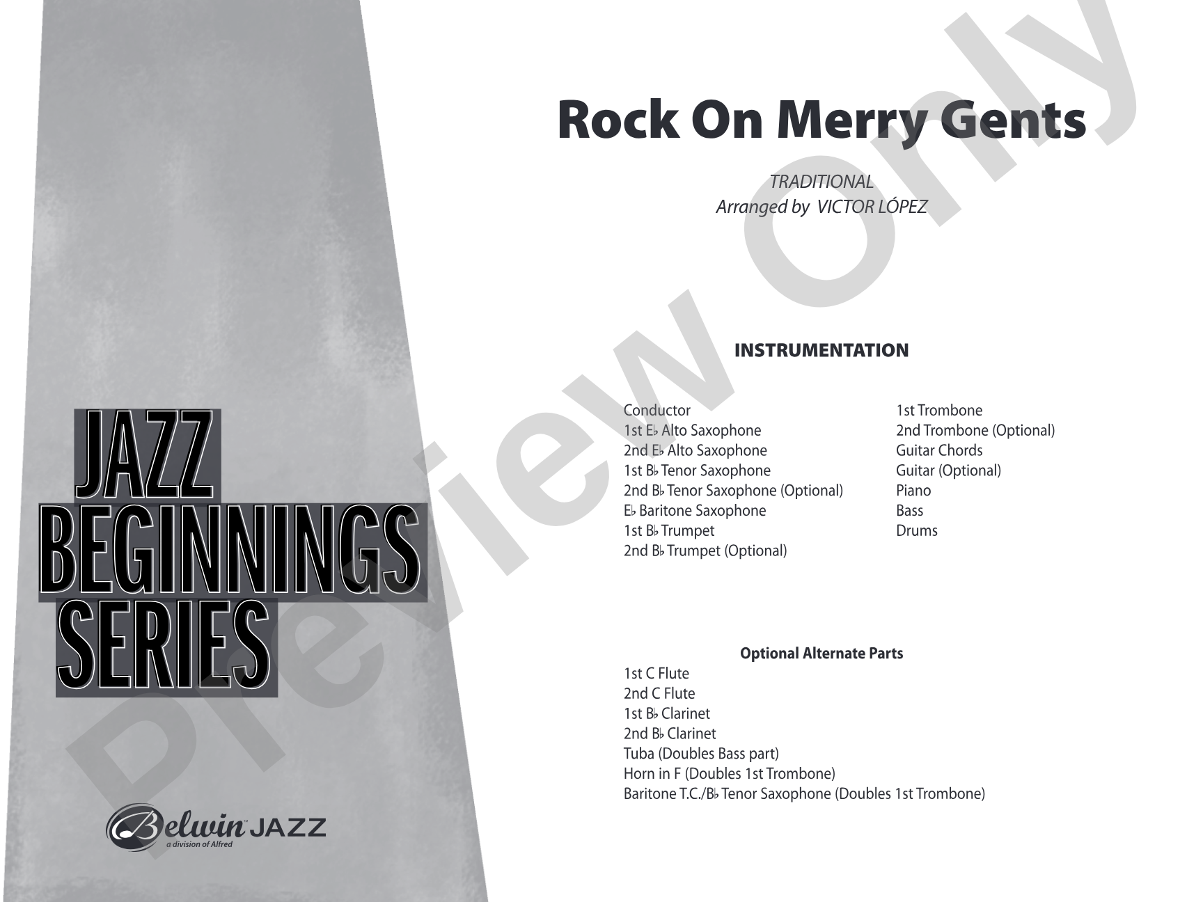 Rock On Merry Gents: Jazz Ensemble Conductor Score & Parts