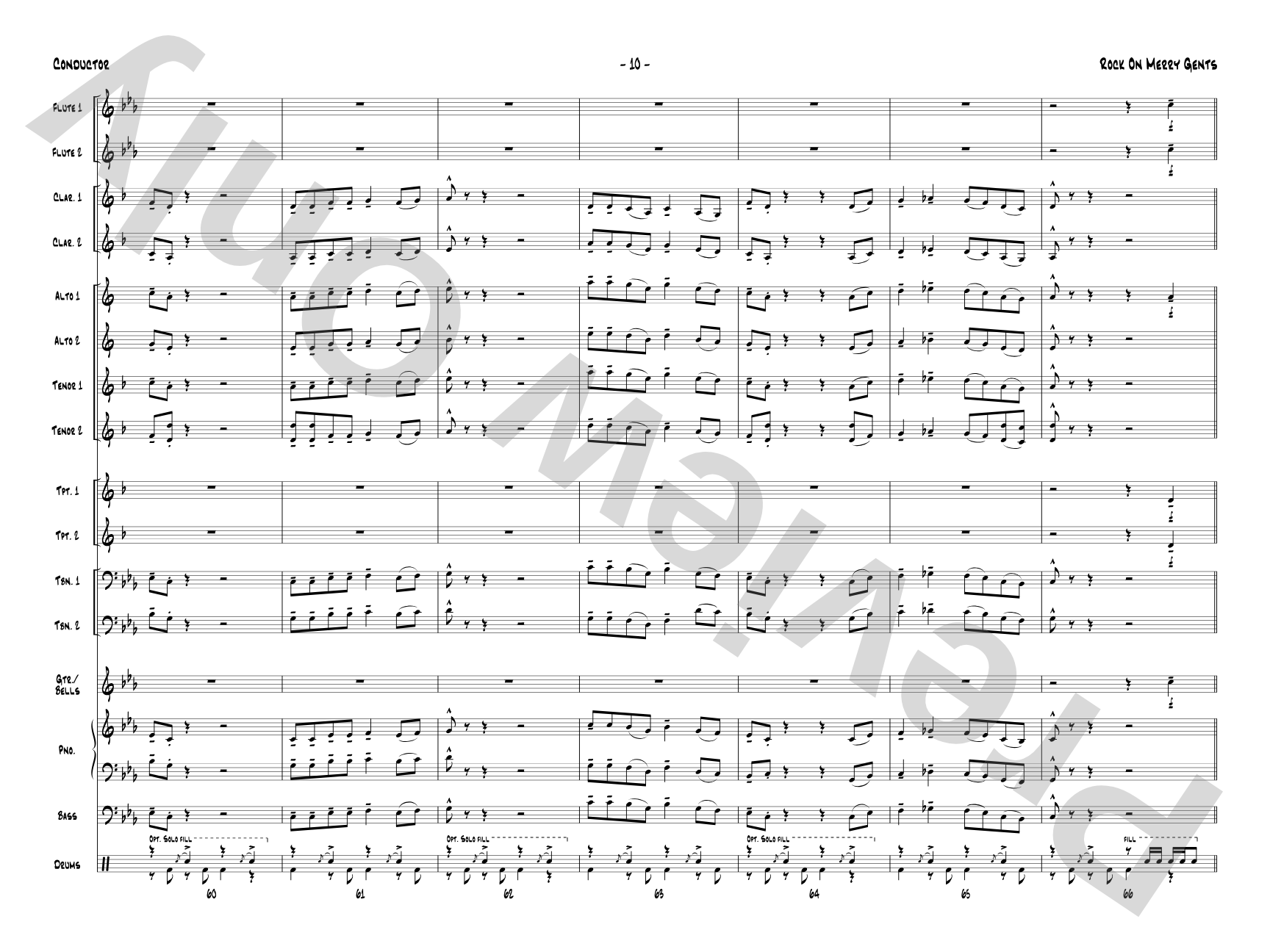 Rock On Merry Gents: Jazz Ensemble Conductor Score & Parts