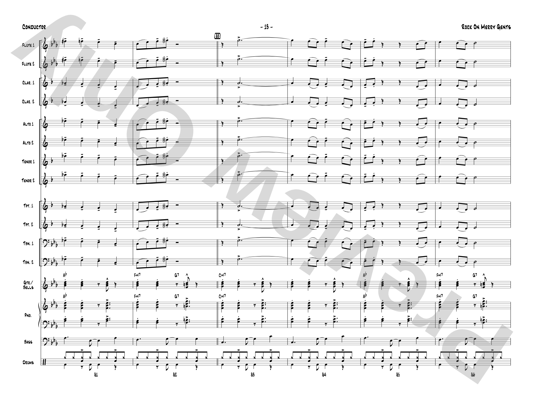 Rock On Merry Gents: Jazz Ensemble Conductor Score & Parts