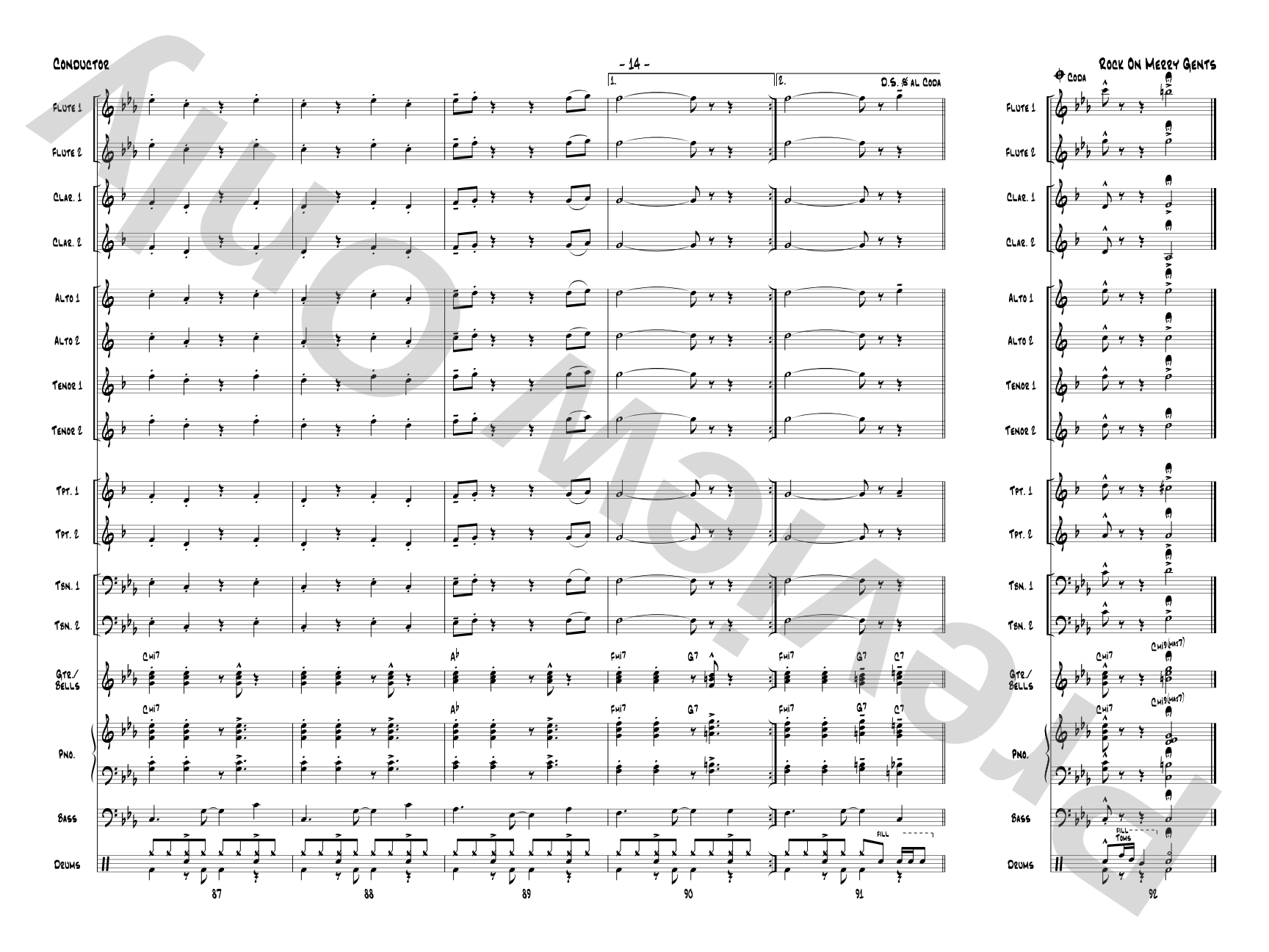 Rock On Merry Gents: Jazz Ensemble Conductor Score & Parts