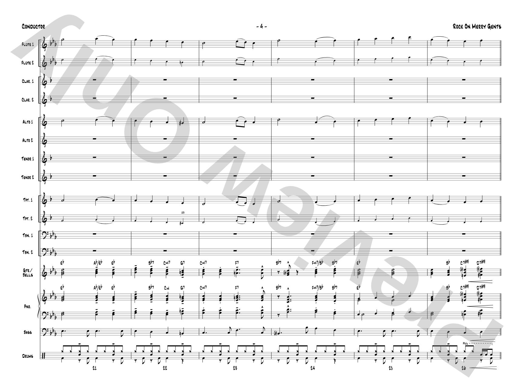 Rock On Merry Gents: Jazz Ensemble Conductor Score & Parts