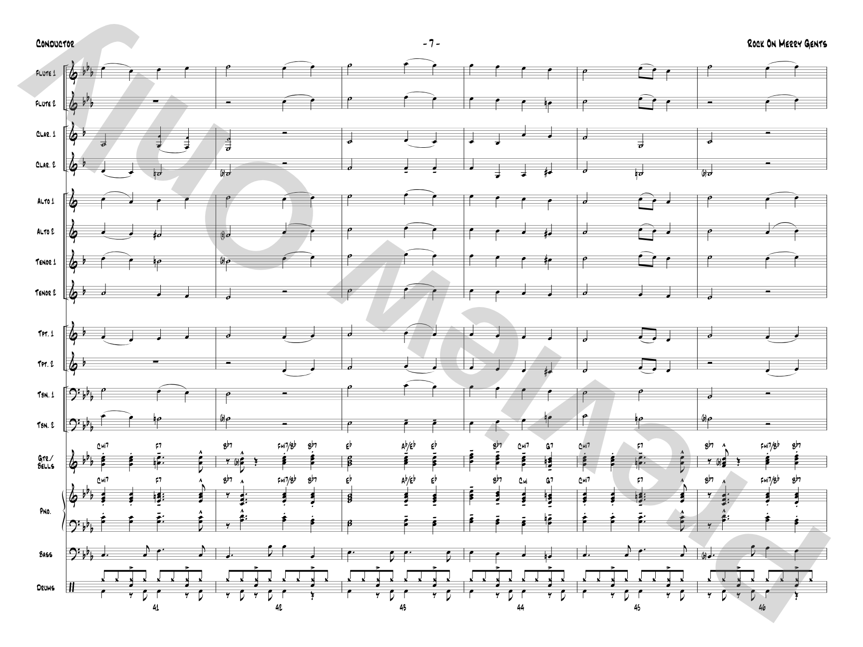 Rock On Merry Gents: Jazz Ensemble Conductor Score & Parts
