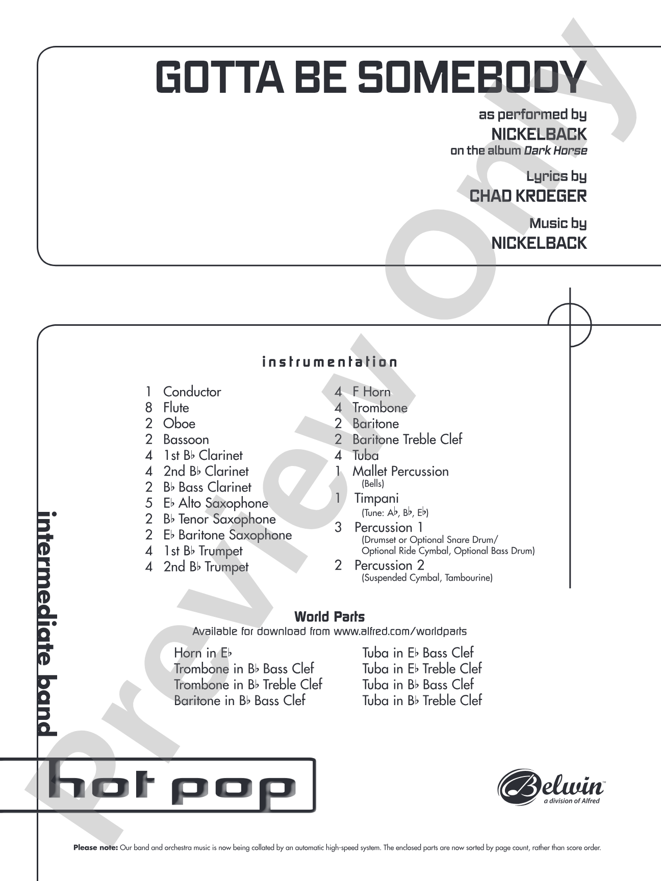 Gotta Be Somebody: Concert Band Conductor Score & Parts