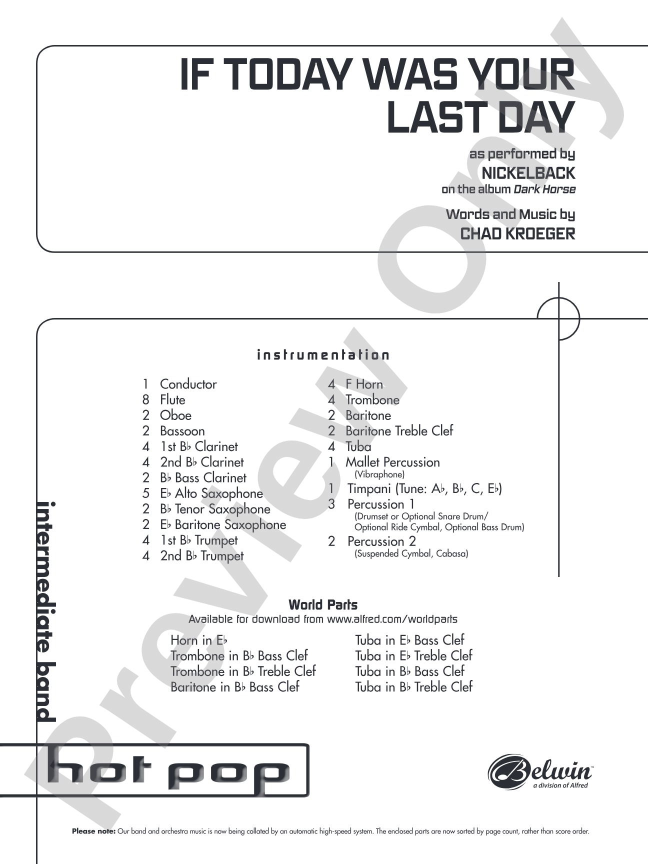 If Today Was Your Last Day: Concert Band Conductor Score & Parts