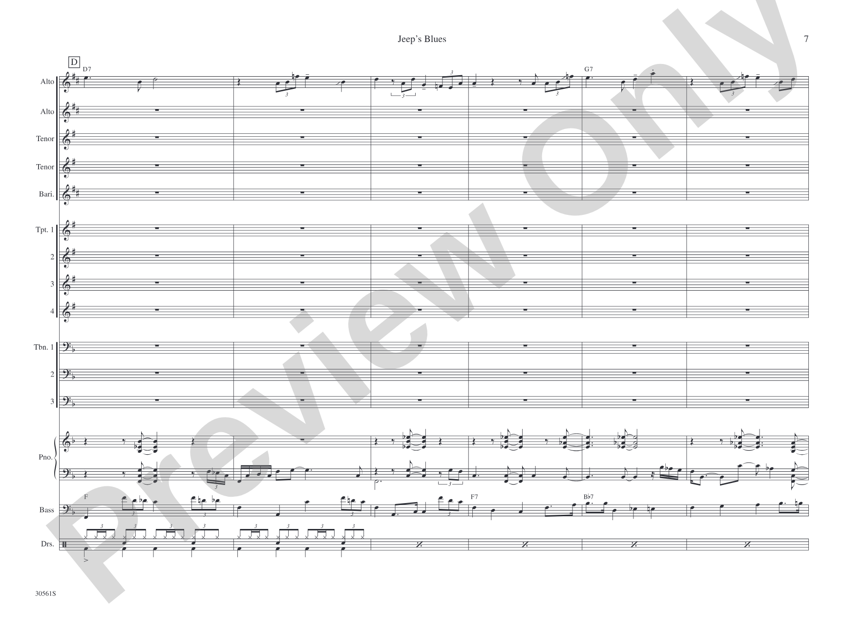 Jeep's Blues: Jazz Ensemble Conductor Score & Parts