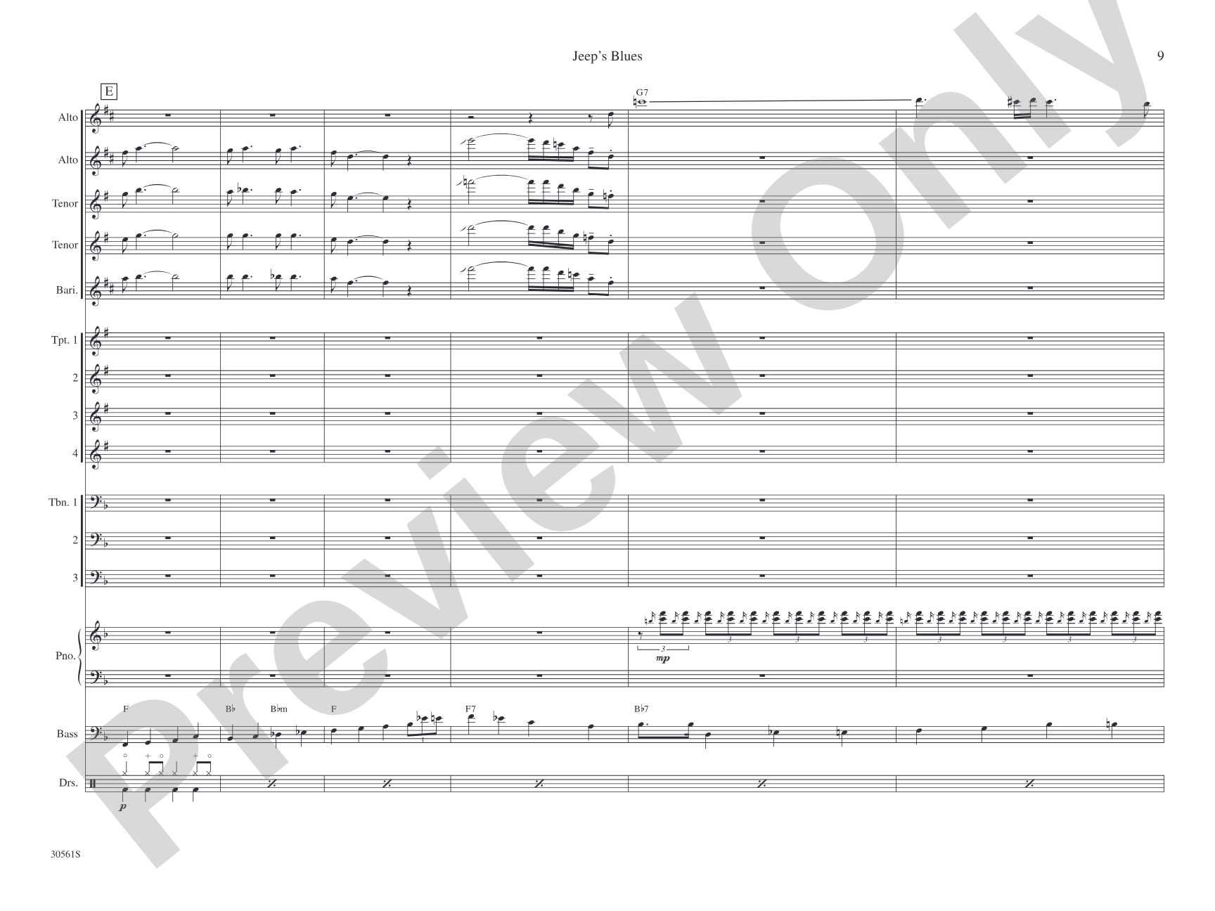Jeep's Blues: Jazz Ensemble Conductor Score & Parts