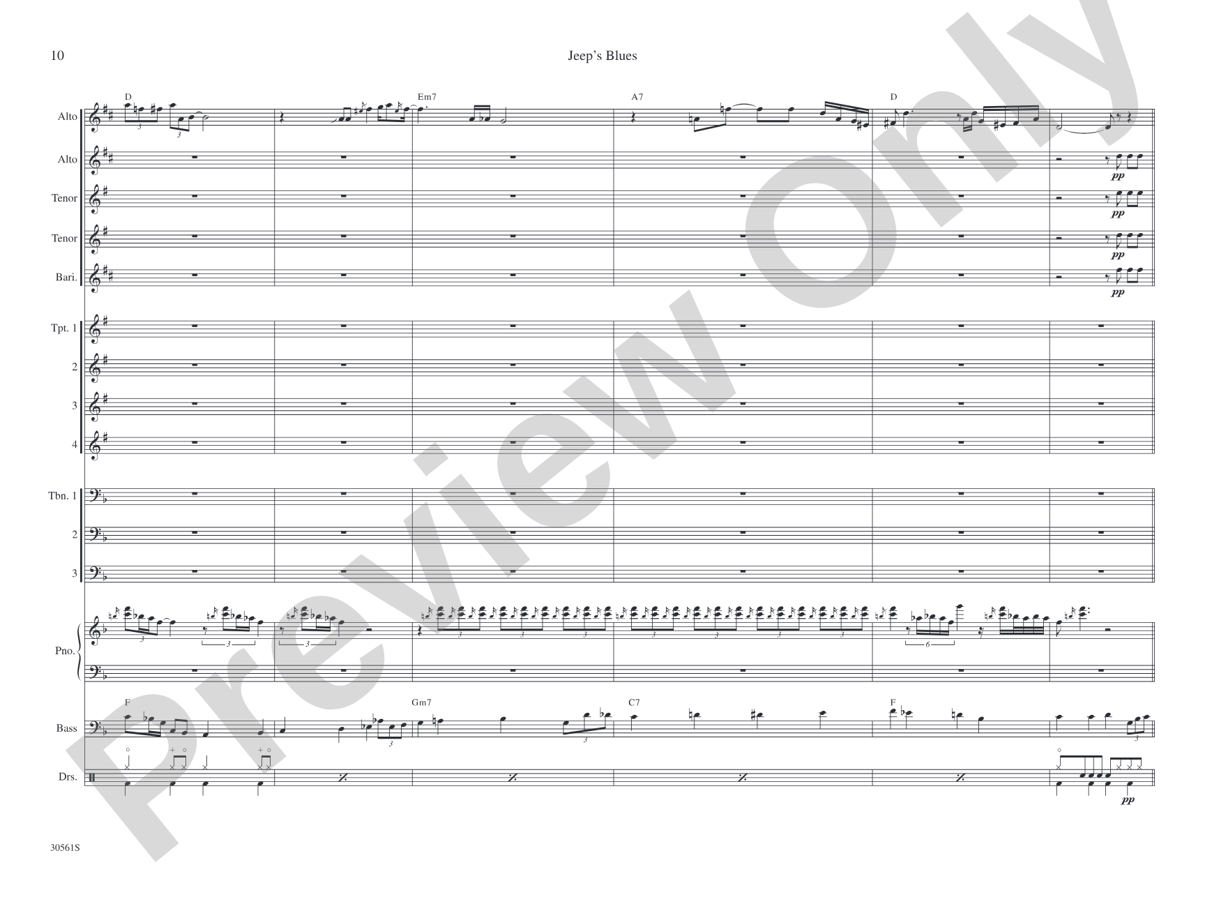 Jeep's Blues: Jazz Ensemble Conductor Score & Parts