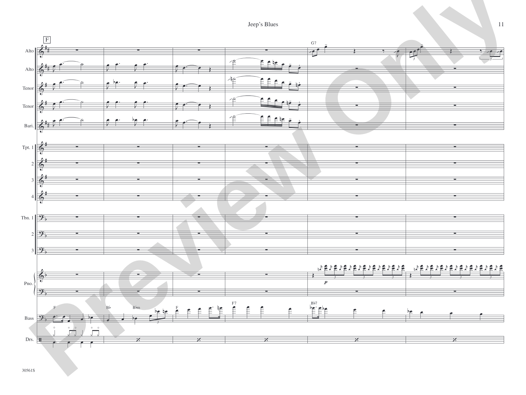 Jeep's Blues: Jazz Ensemble Conductor Score & Parts