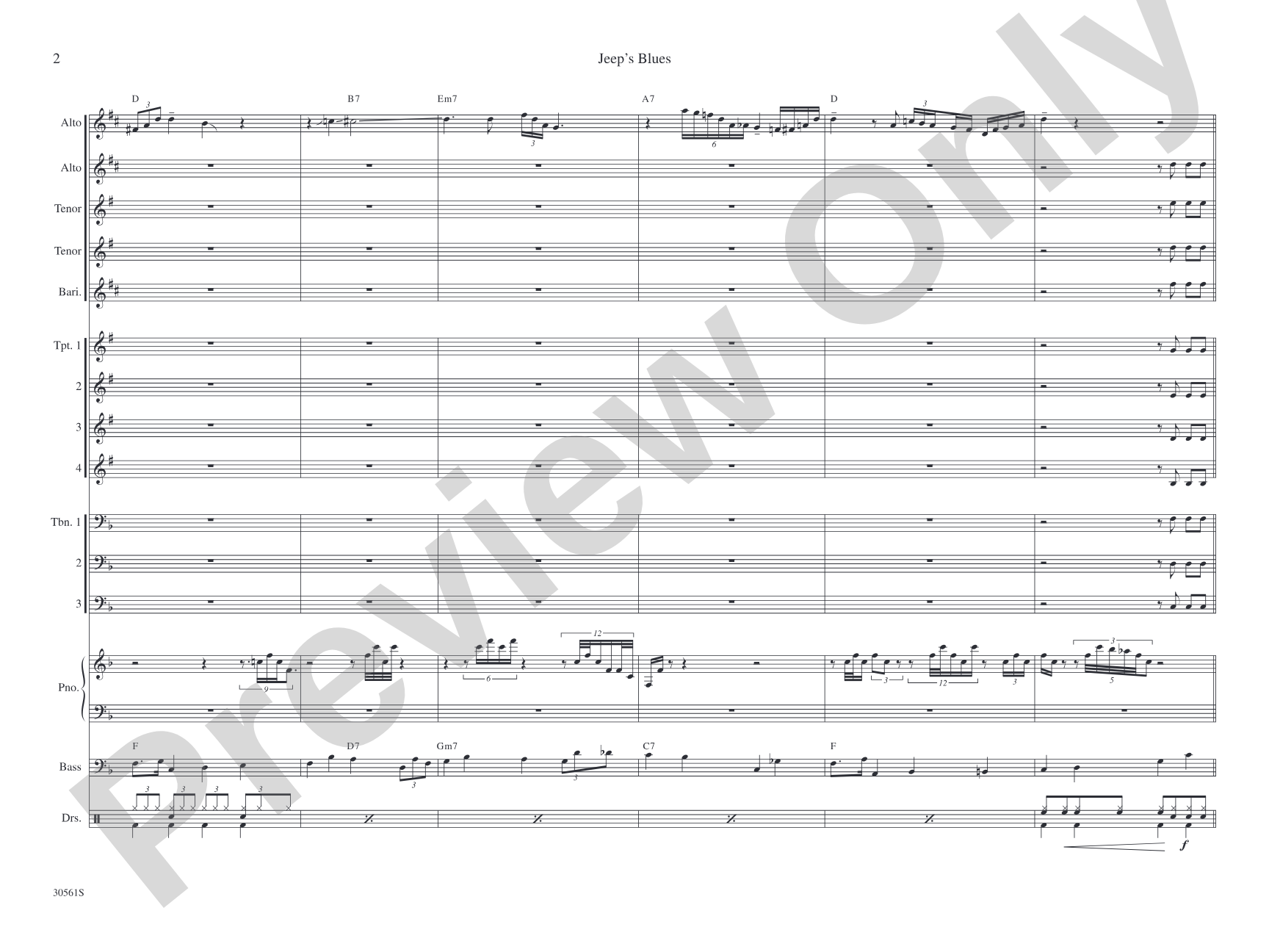 Jeep's Blues: Jazz Ensemble Conductor Score & Parts