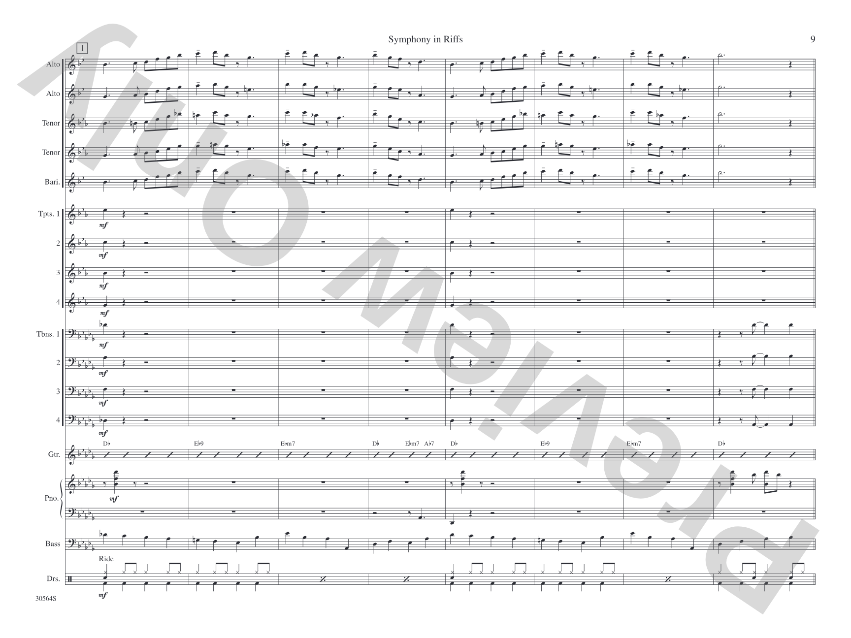 Symphony in Riffs: Jazz Ensemble Conductor Score & Parts