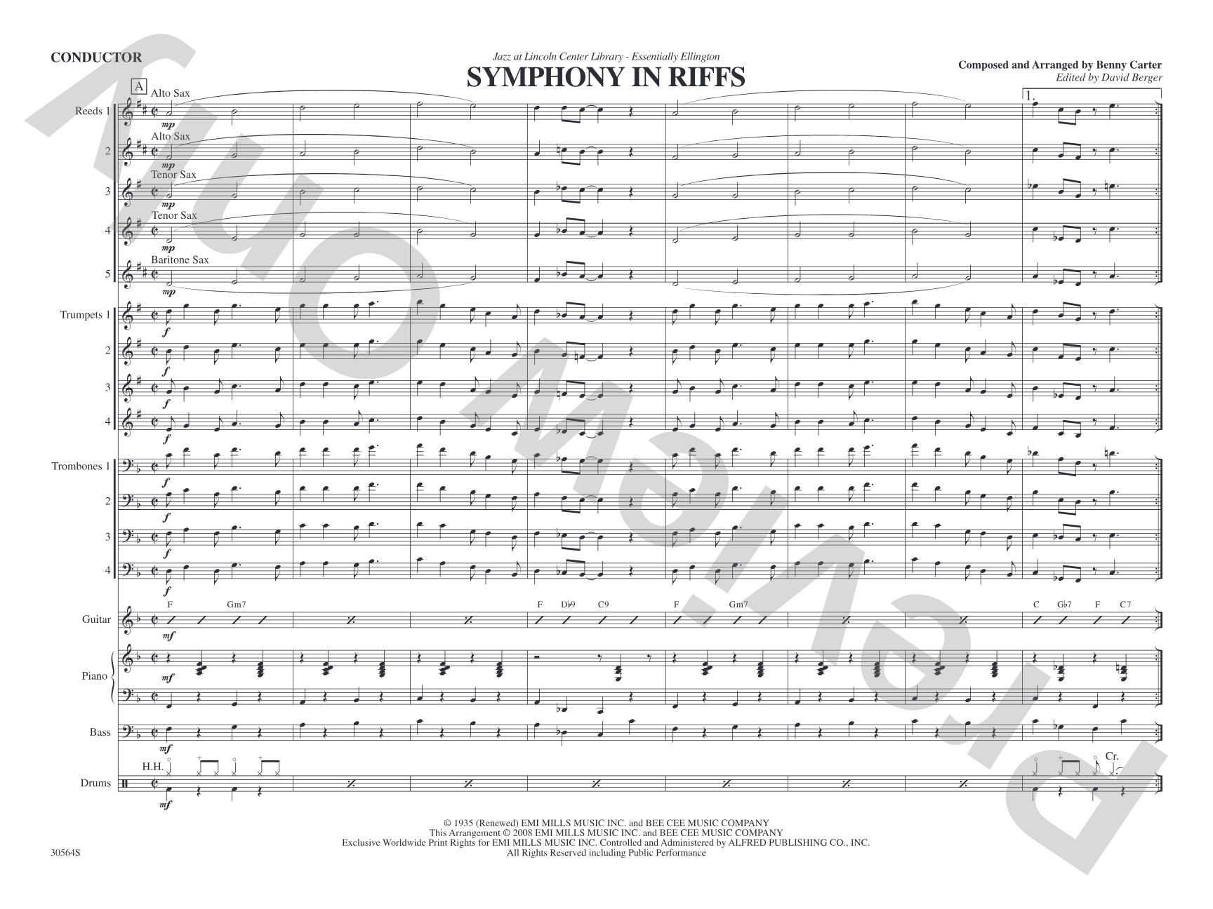 Symphony in Riffs: Jazz Ensemble Conductor Score & Parts