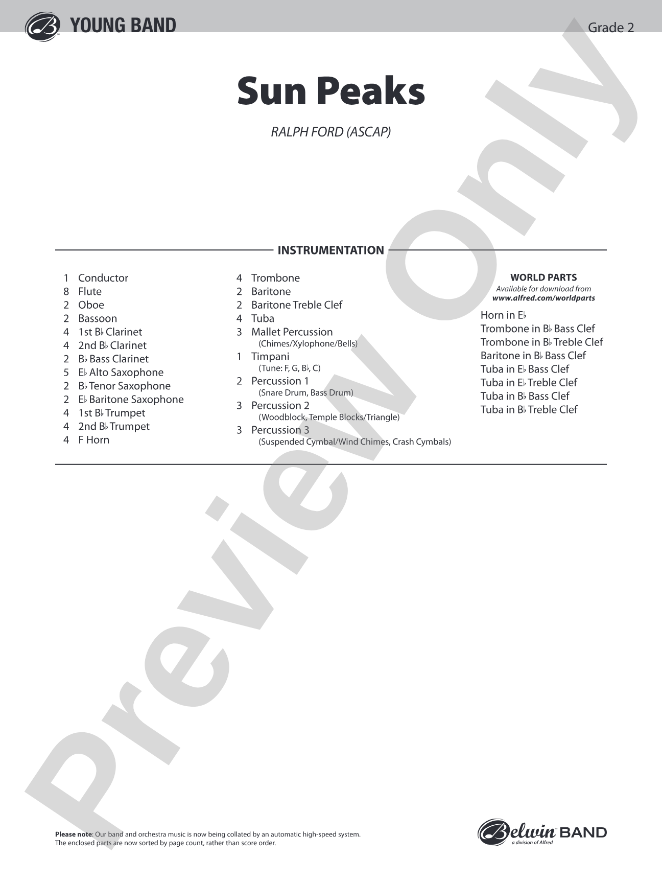 Sun Peaks: Concert Band Conductor Score & Parts