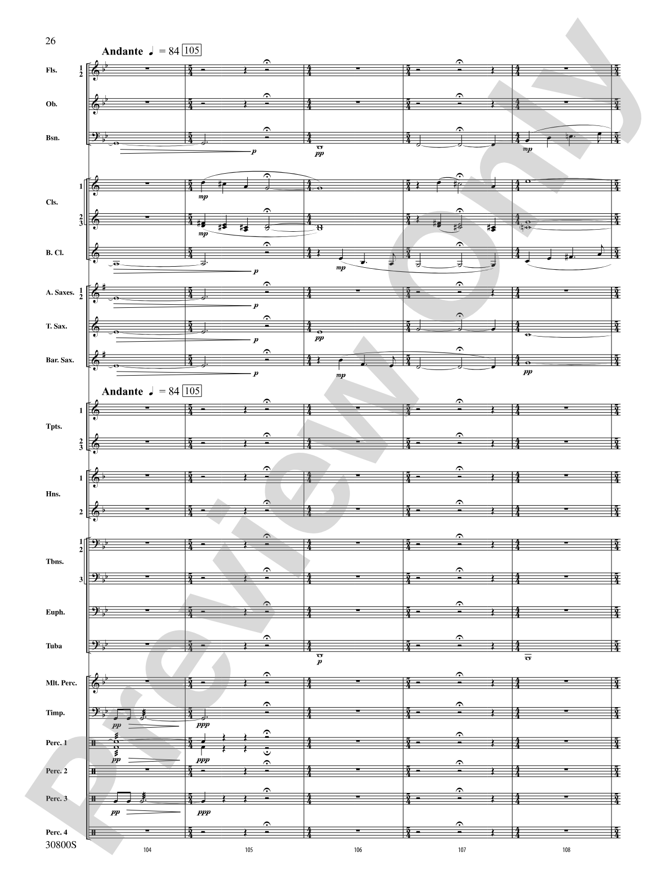 Quatre Fantasie: Concert Band Conductor Score & Parts