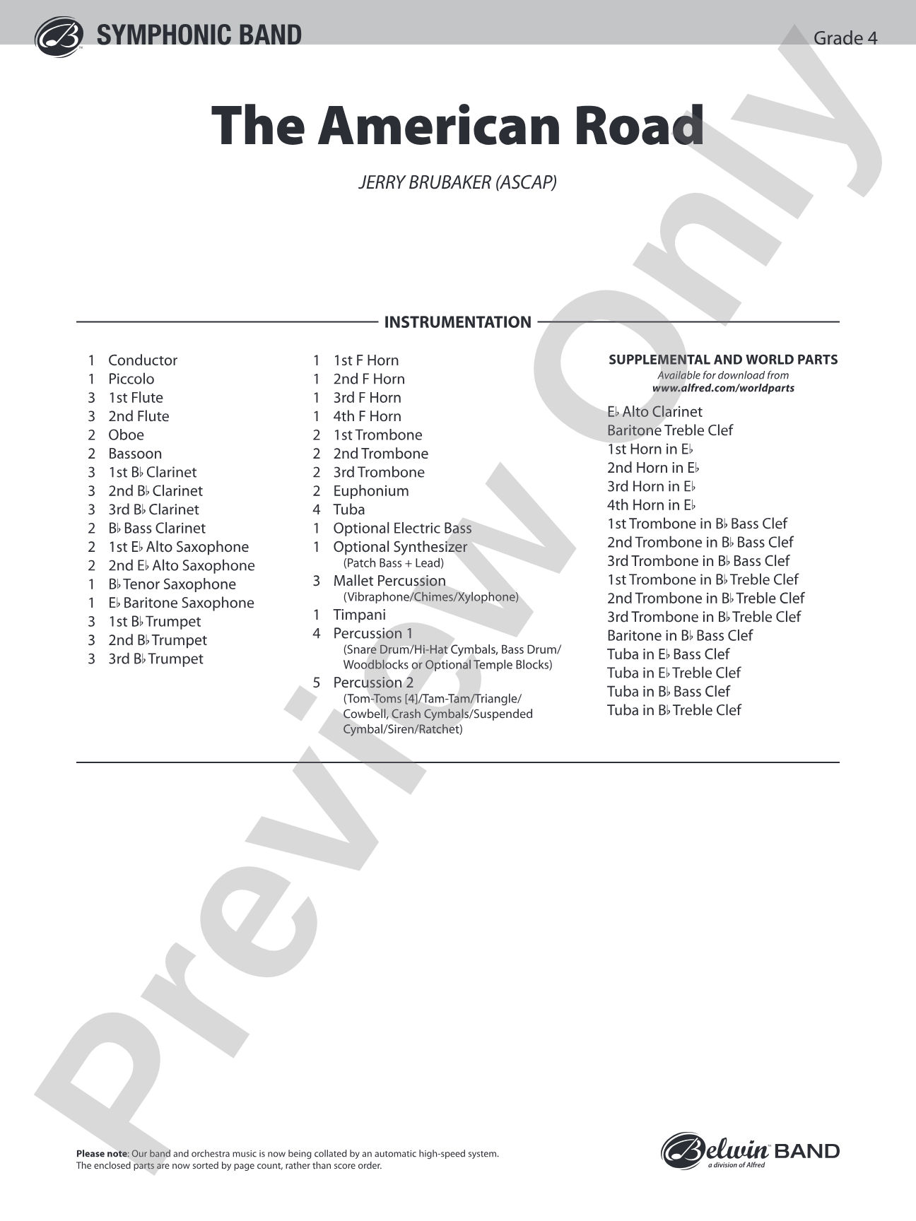The American Road: Concert Band Conductor Score & Parts