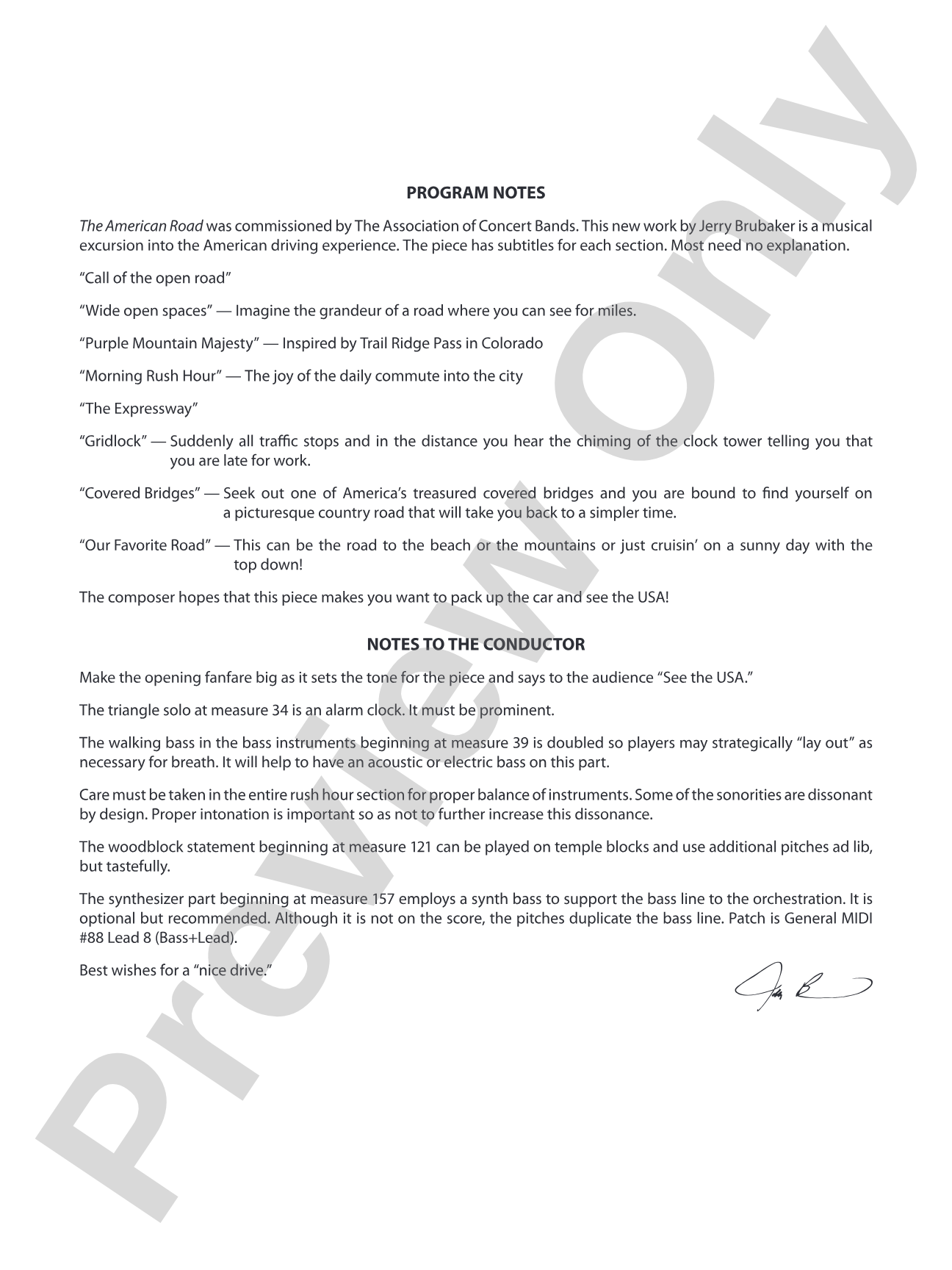 The American Road: Concert Band Conductor Score & Parts