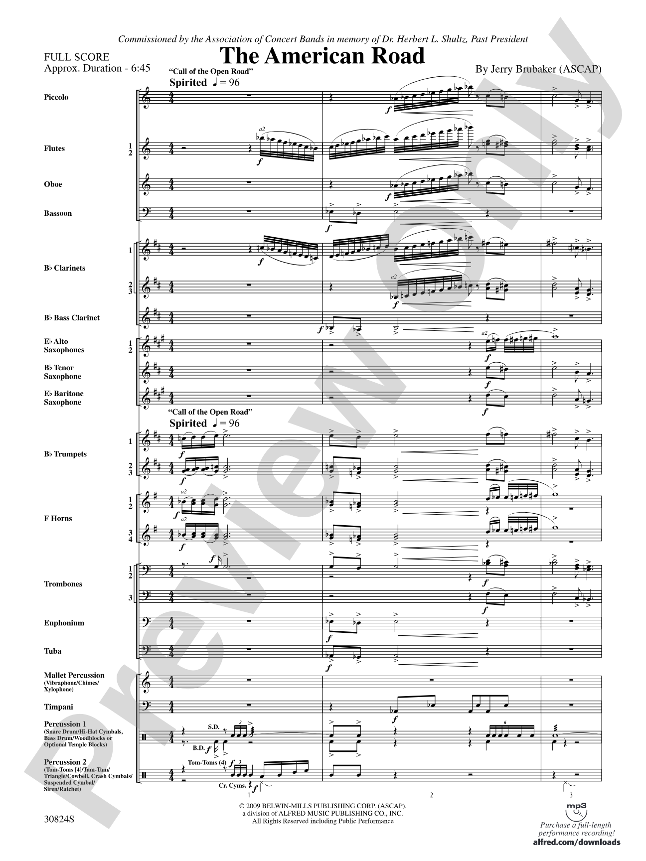 The American Road: Concert Band Conductor Score & Parts