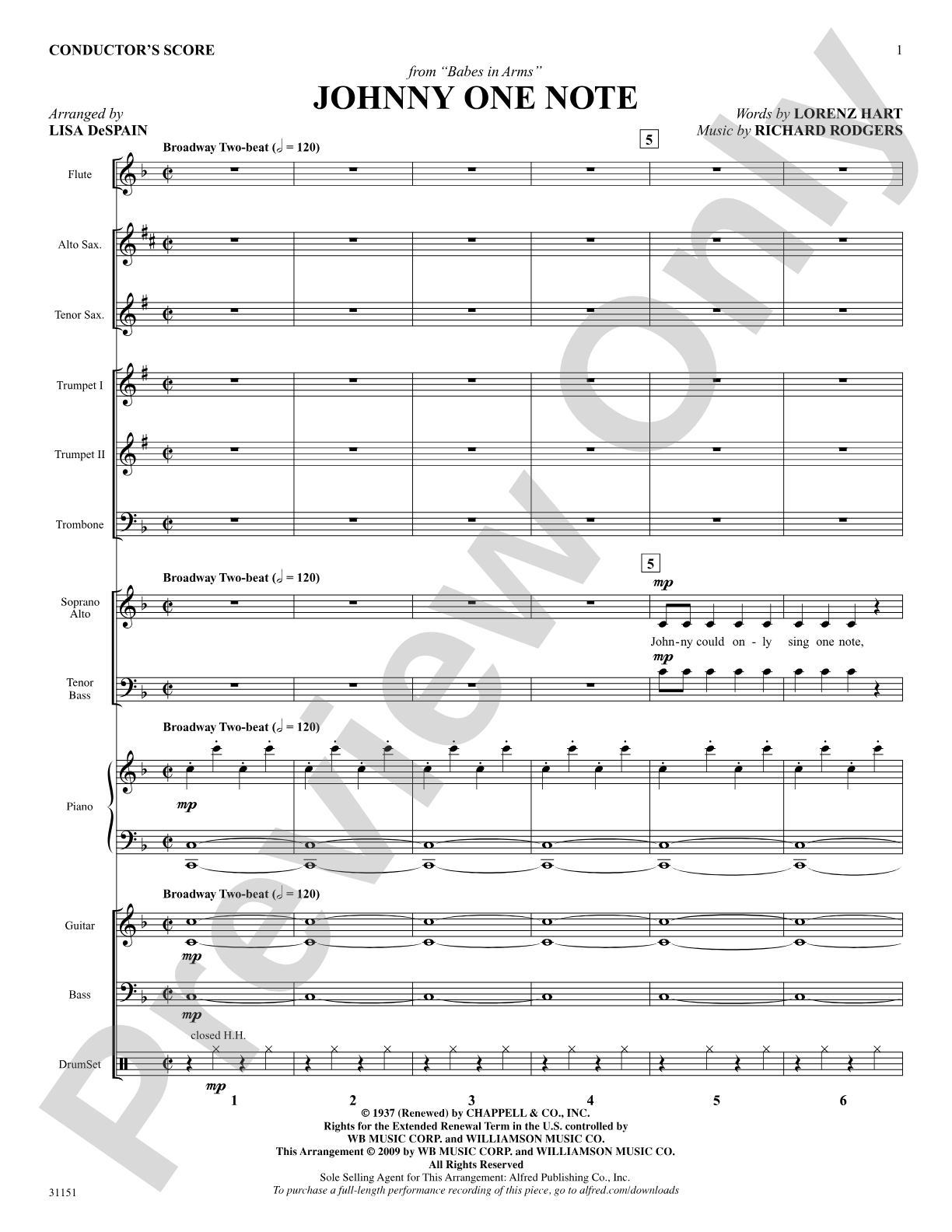 Johnny One Note (from the musical Babes in Arms): Choral SoundPax